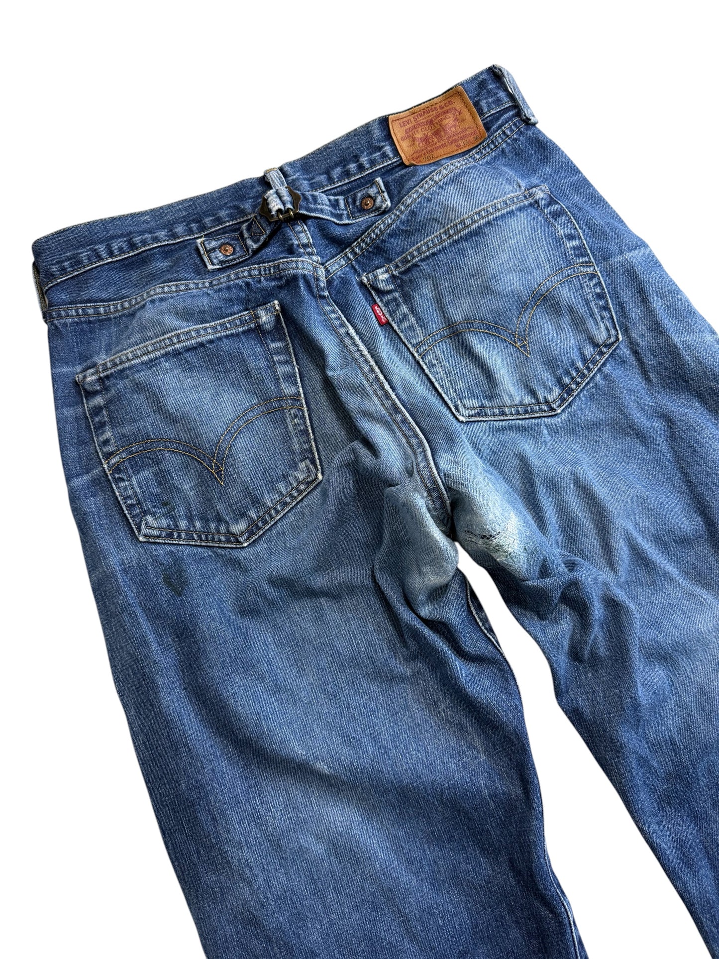 Vintage Levis 702 Big E Cinch Back Buckle Denim Jeans Selvedge