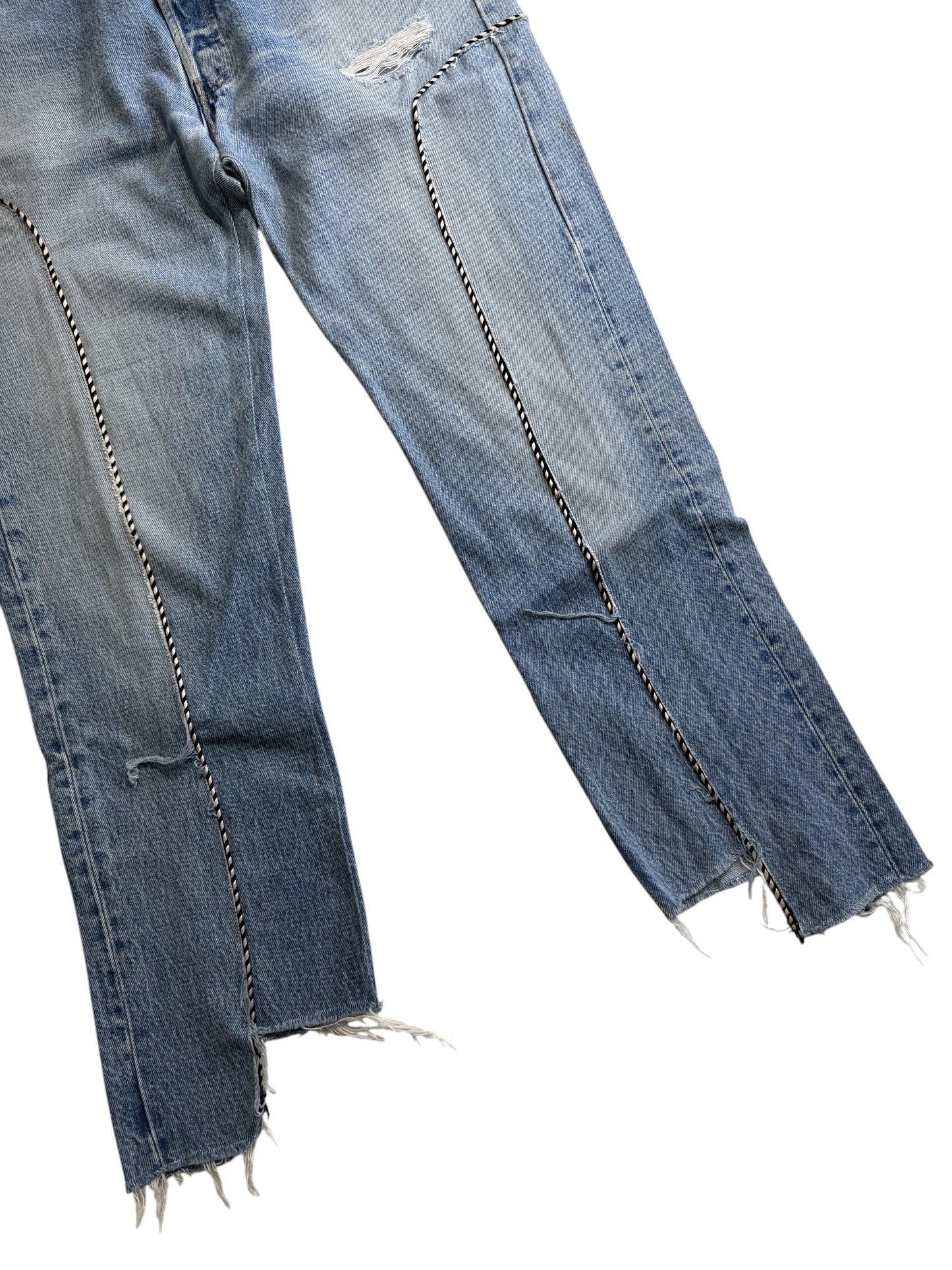 Custom Rework Levis 501 x Old Park Japan Distressed Panel Denim Jeans Made in USA