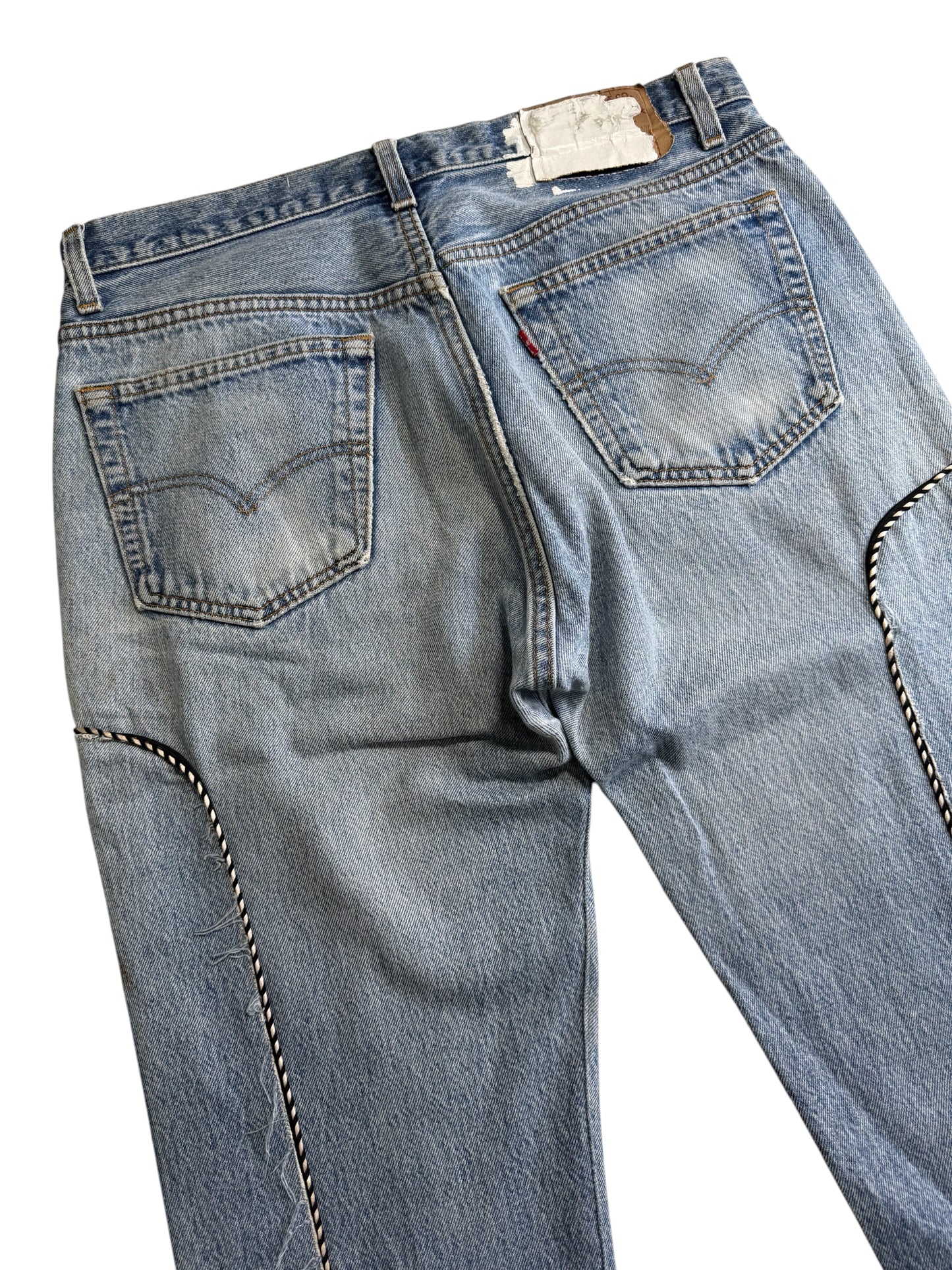 Custom Rework Levis 501 x Old Park Japan Distressed Panel Denim Jeans Made in USA