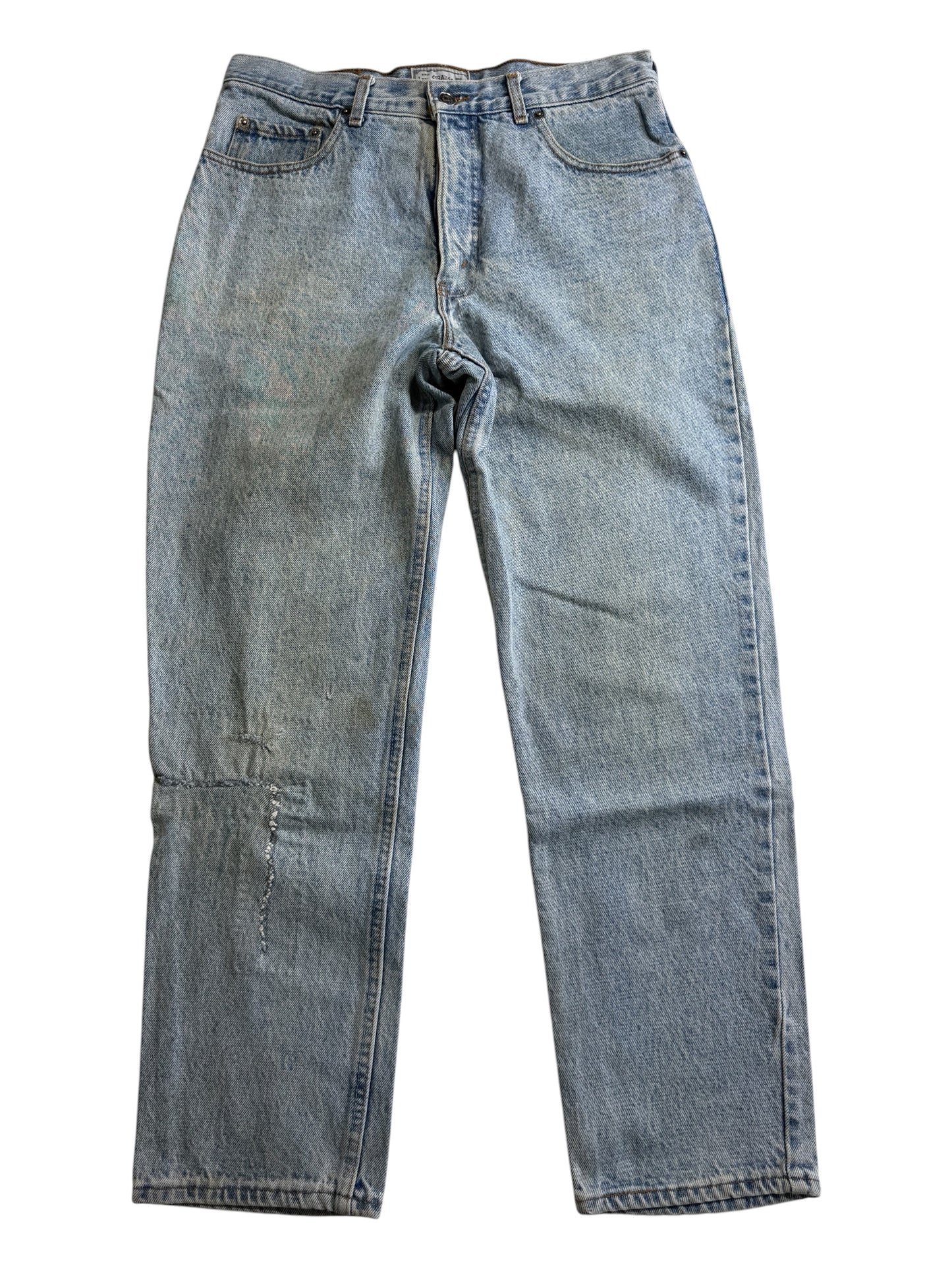 Vintage Levis 541 Made in UK Irregular Distressed Denim Jeans Light Wash