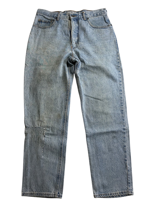 Vintage Levis 541 Made in UK Irregular Distressed Denim Jeans Light Wash
