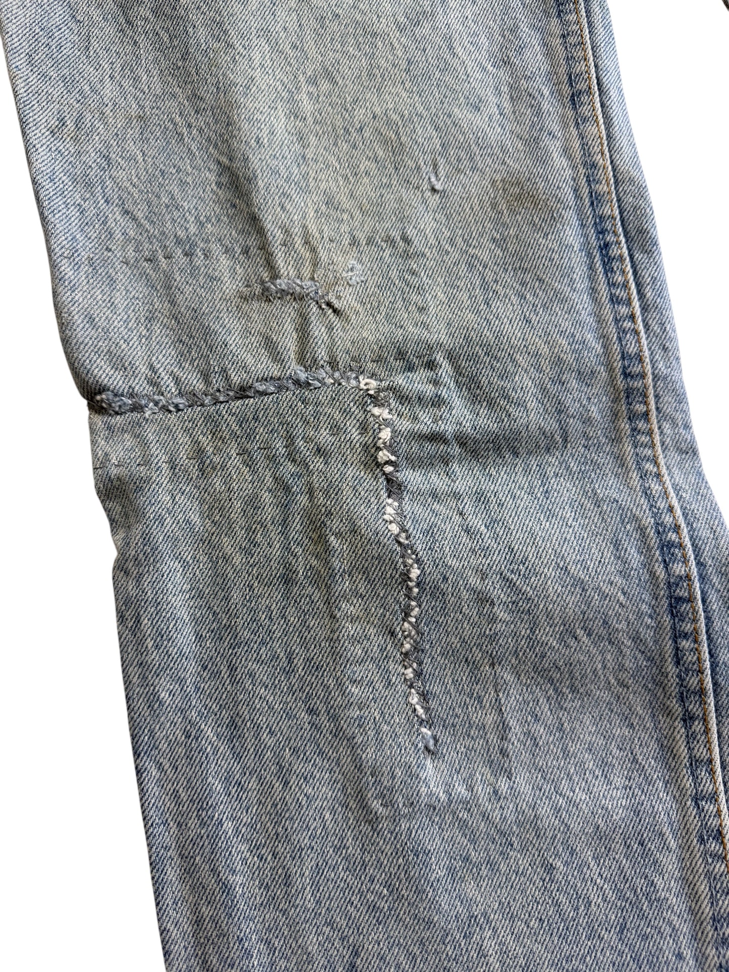 Vintage Levis 541 Made in UK Irregular Distressed Denim Jeans Light Wash