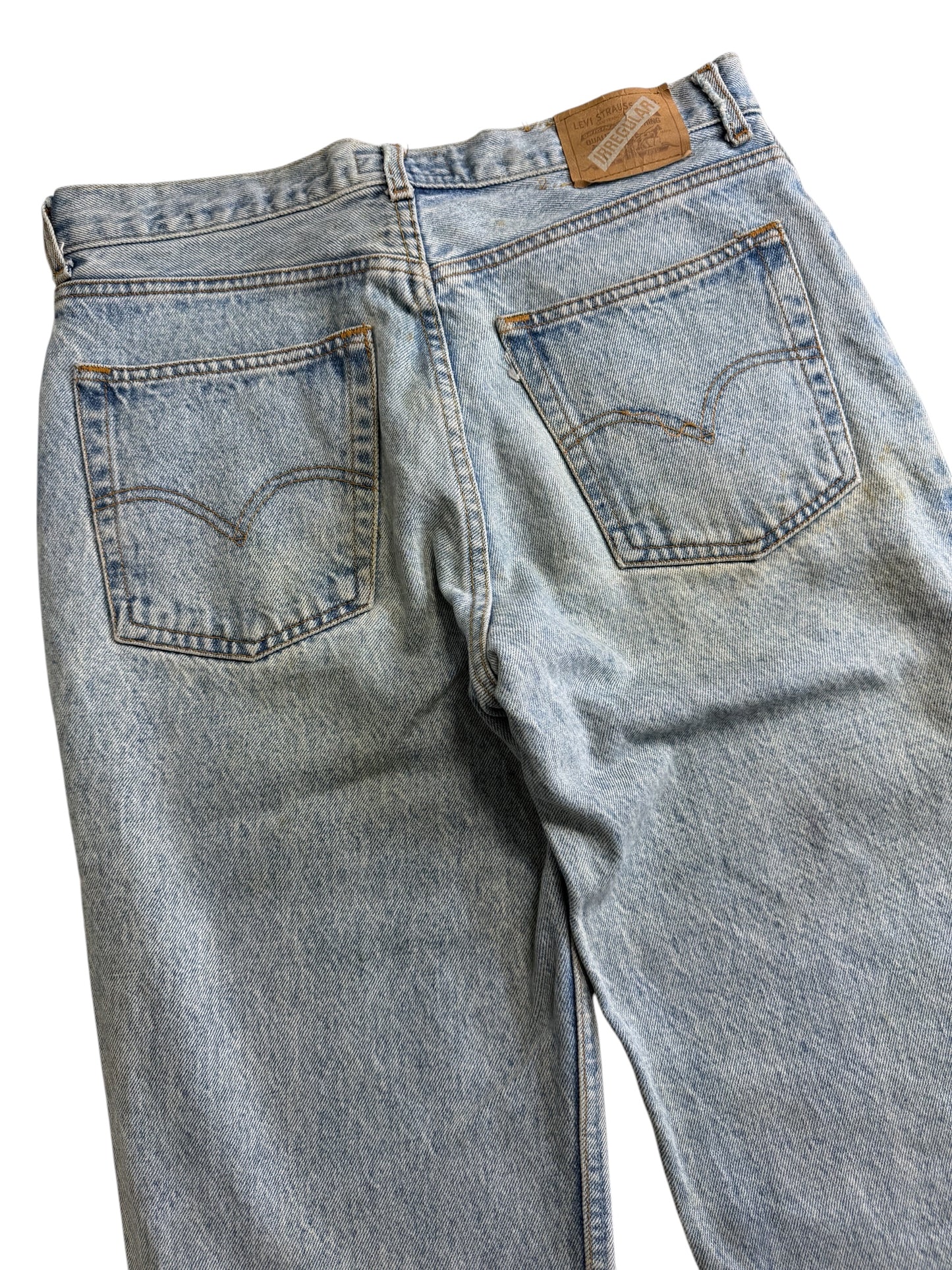 Vintage Levis 541 Made in UK Irregular Distressed Denim Jeans Light Wash