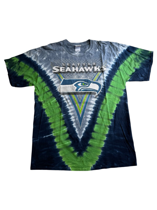 Seattle Seahawks Tie Dye Tshirt Majestic NFL Big Logo