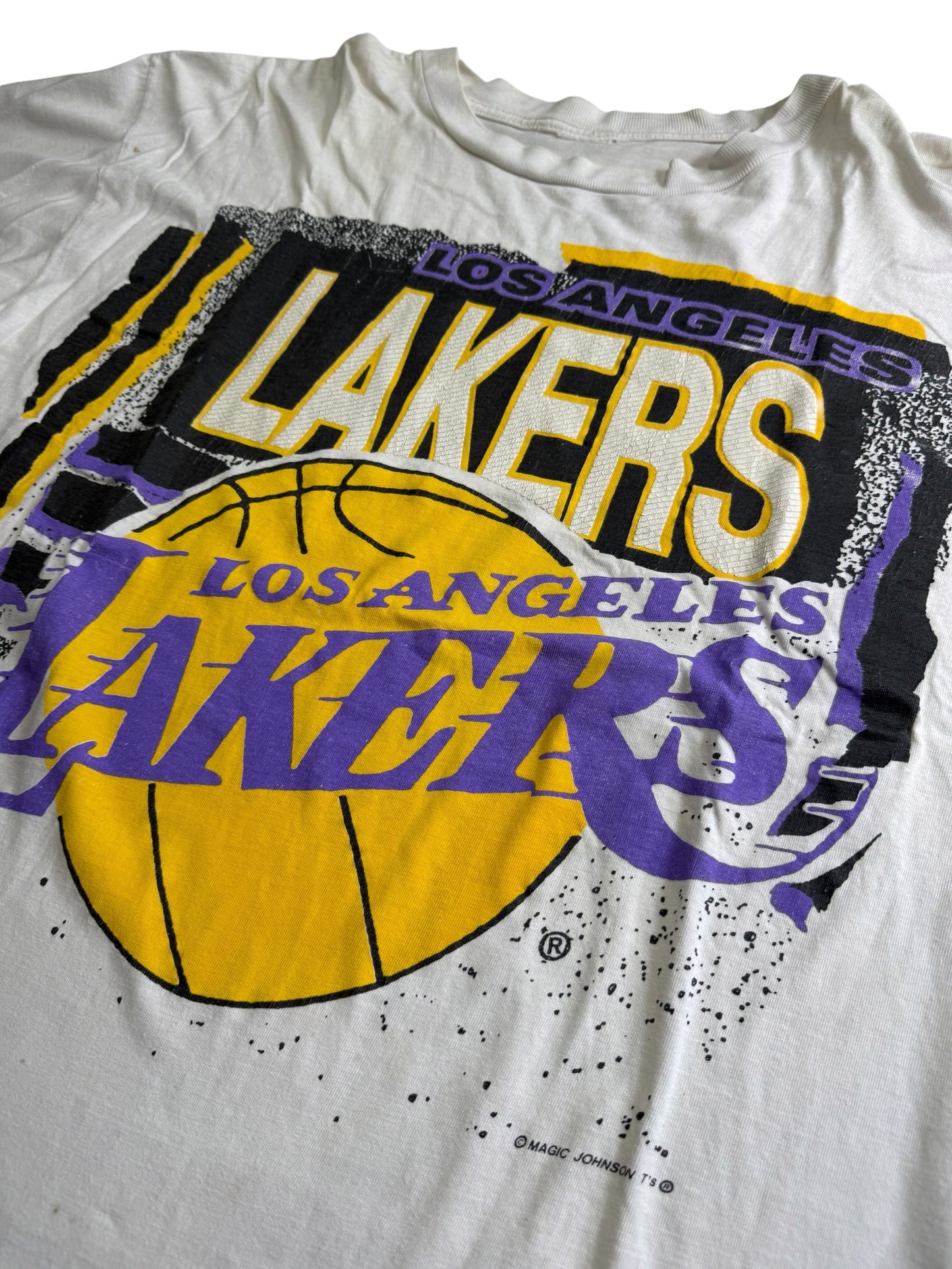 Vintage Los Angeles Lakers Magic Johnson T’s Big Logo Basketball Tshirt