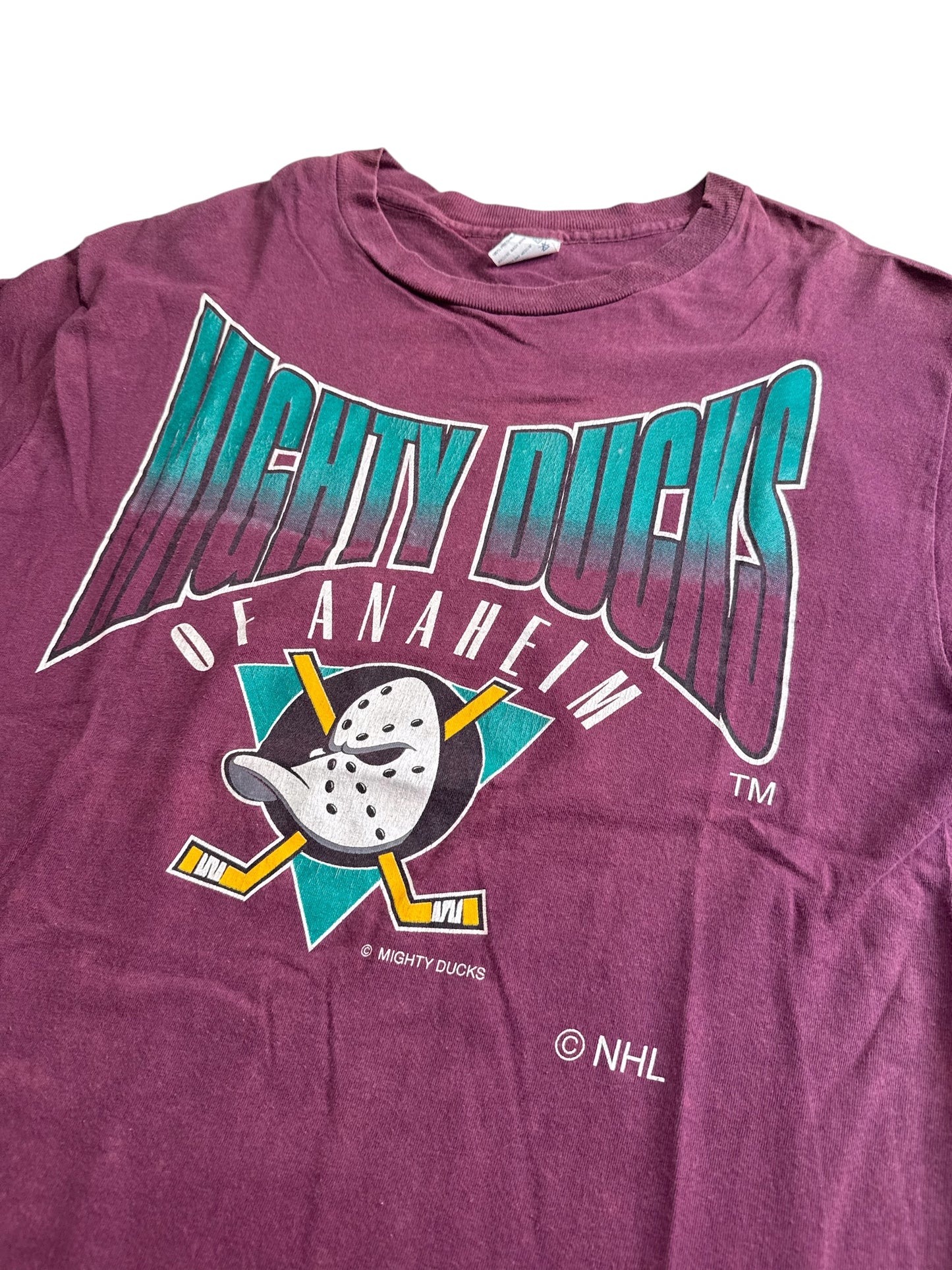 Vintage 1990s Mighty Ducks of Anaheim NHL Graphic Tshirt Made in USA