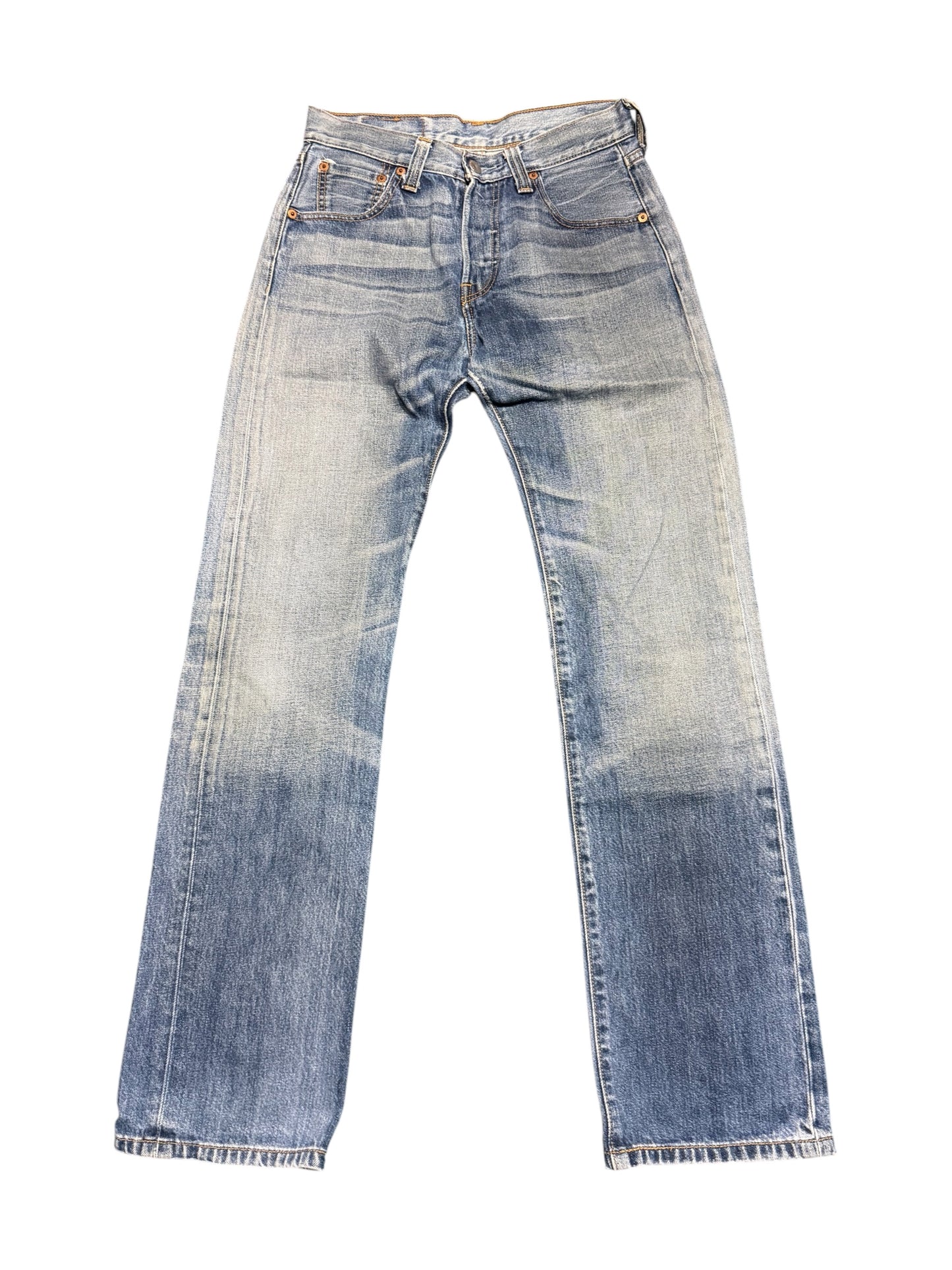 Levis 501 Faded Denim Jeans Whiskered Wash