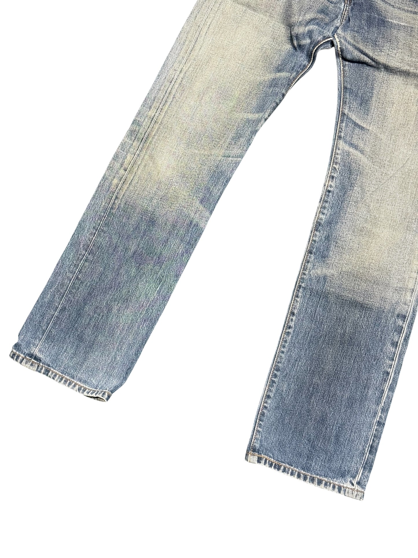 Levis 501 Faded Denim Jeans Whiskered Wash