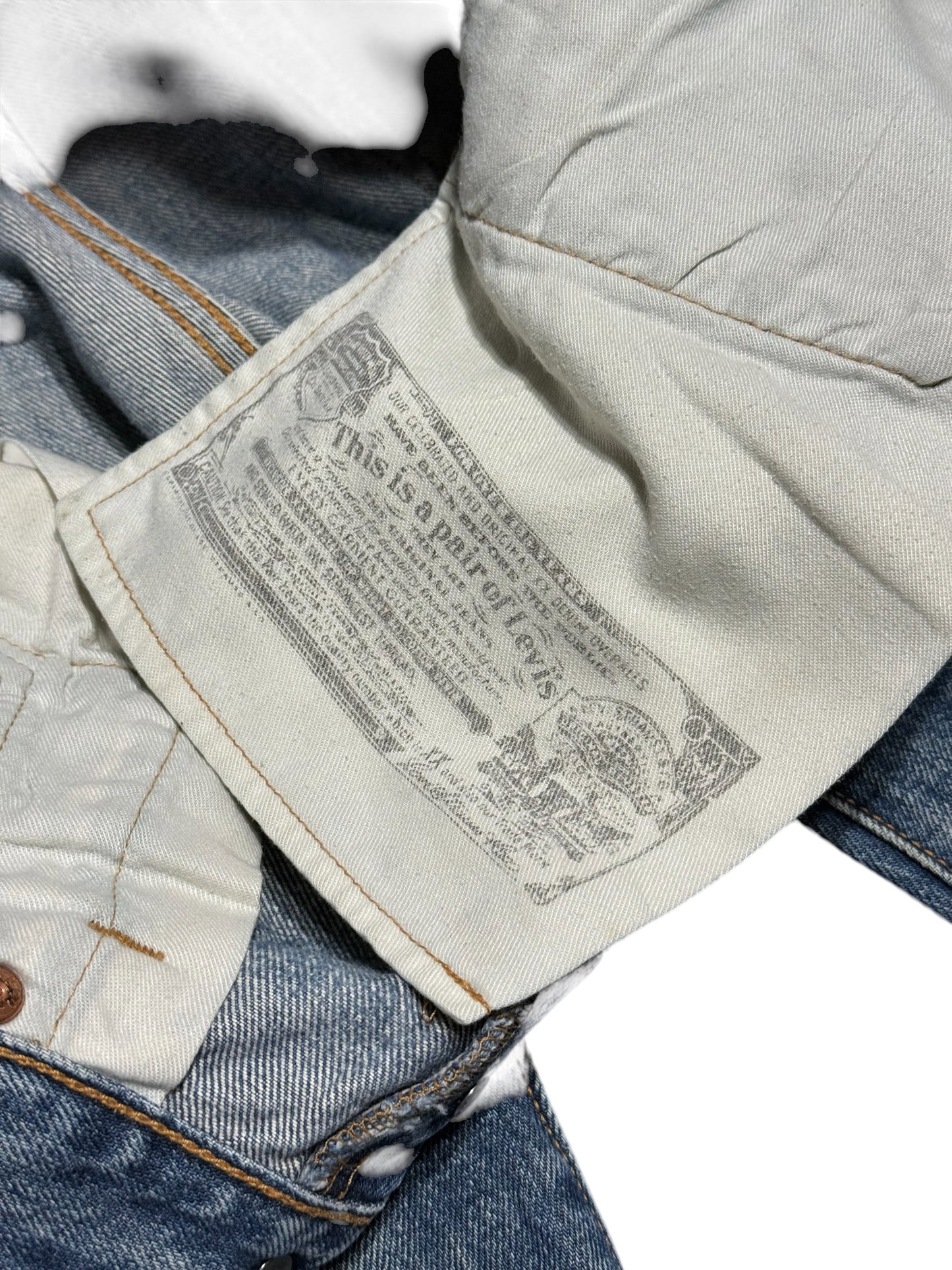 Levis 501 Faded Denim Jeans Whiskered Wash