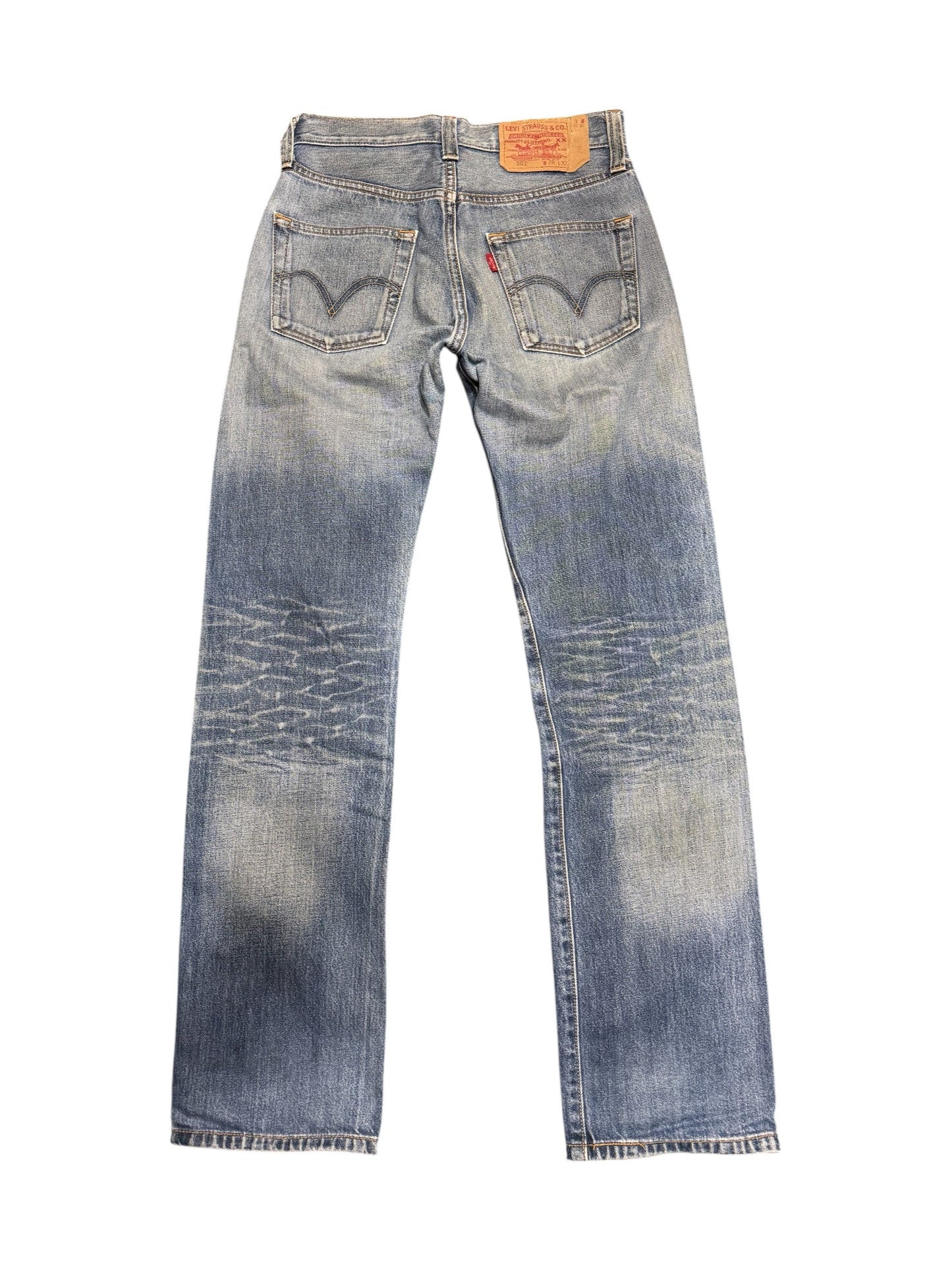 Levis 501 Faded Denim Jeans Whiskered Wash