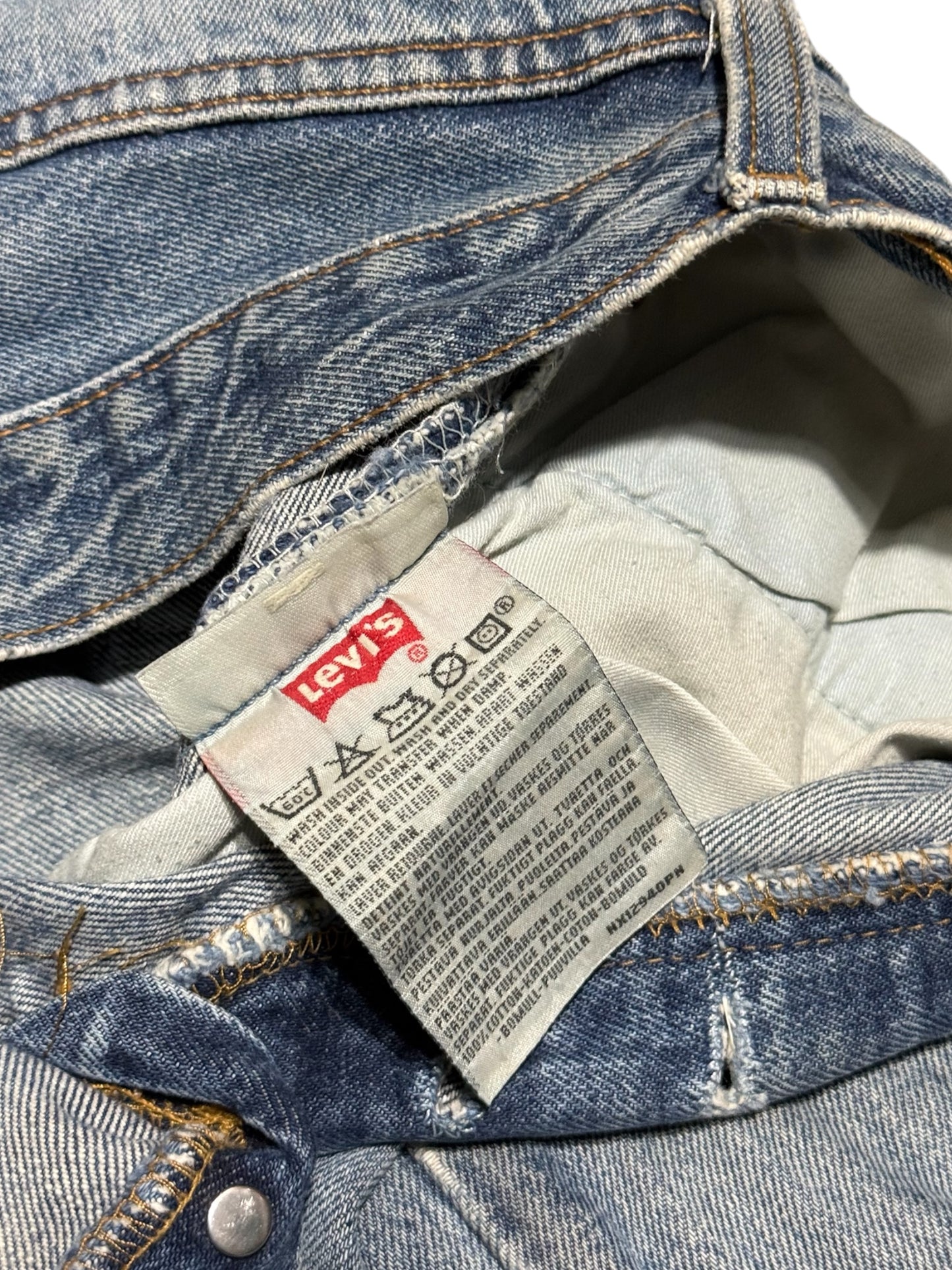 Levis 501 Distressed Denim Jeans Faded Wash Made in UK