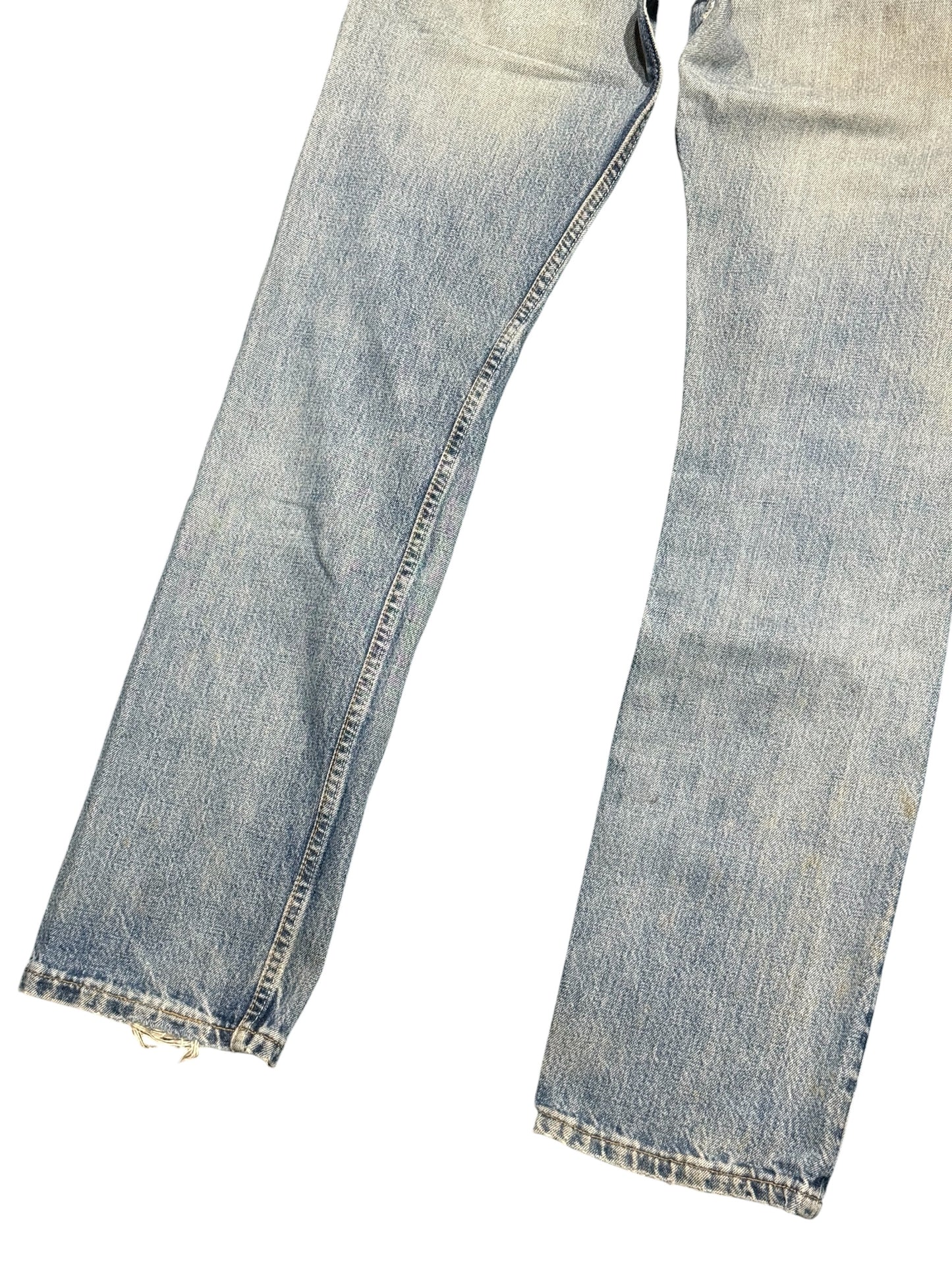 Levis 501 Distressed Denim Jeans Faded Wash Made in UK
