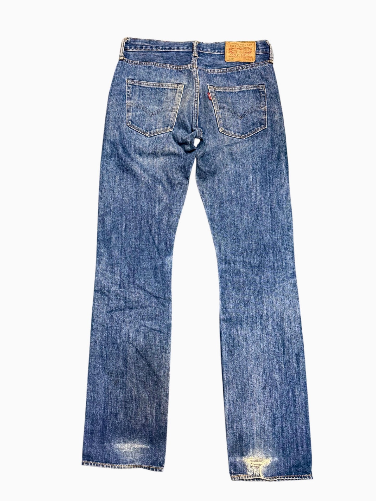 Levis 501 Distressed Denim Jeans