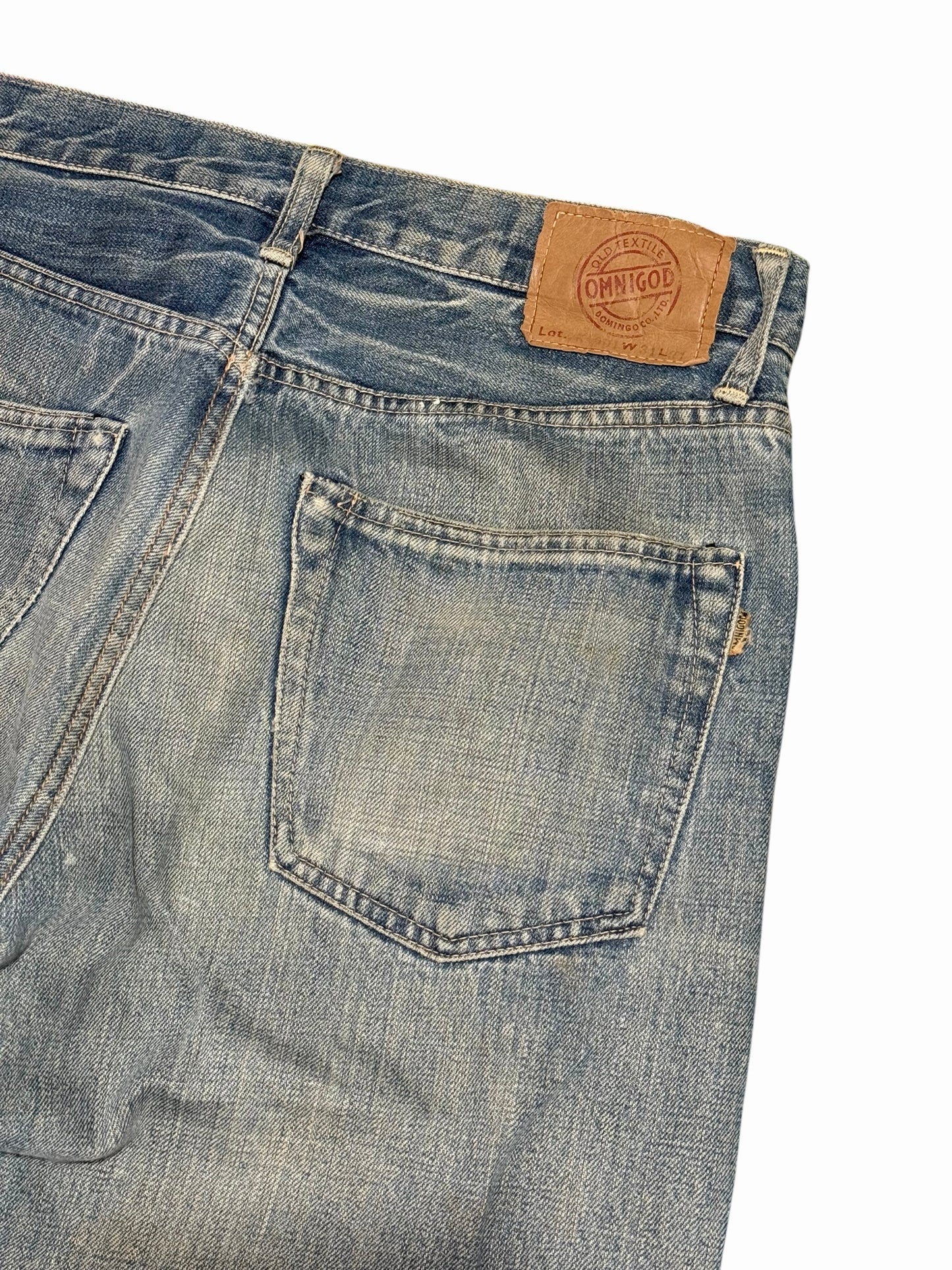 Vintage Omnigod Japan Selvedge Denim Jeans Distressed Fade Made in Japan