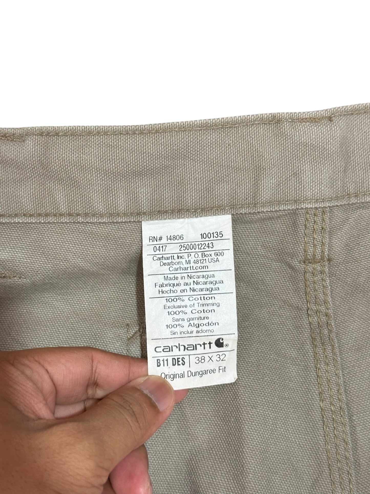 Carhartt B11 Duck Work Pants Natural Fade Original Dungaree Fit Grey