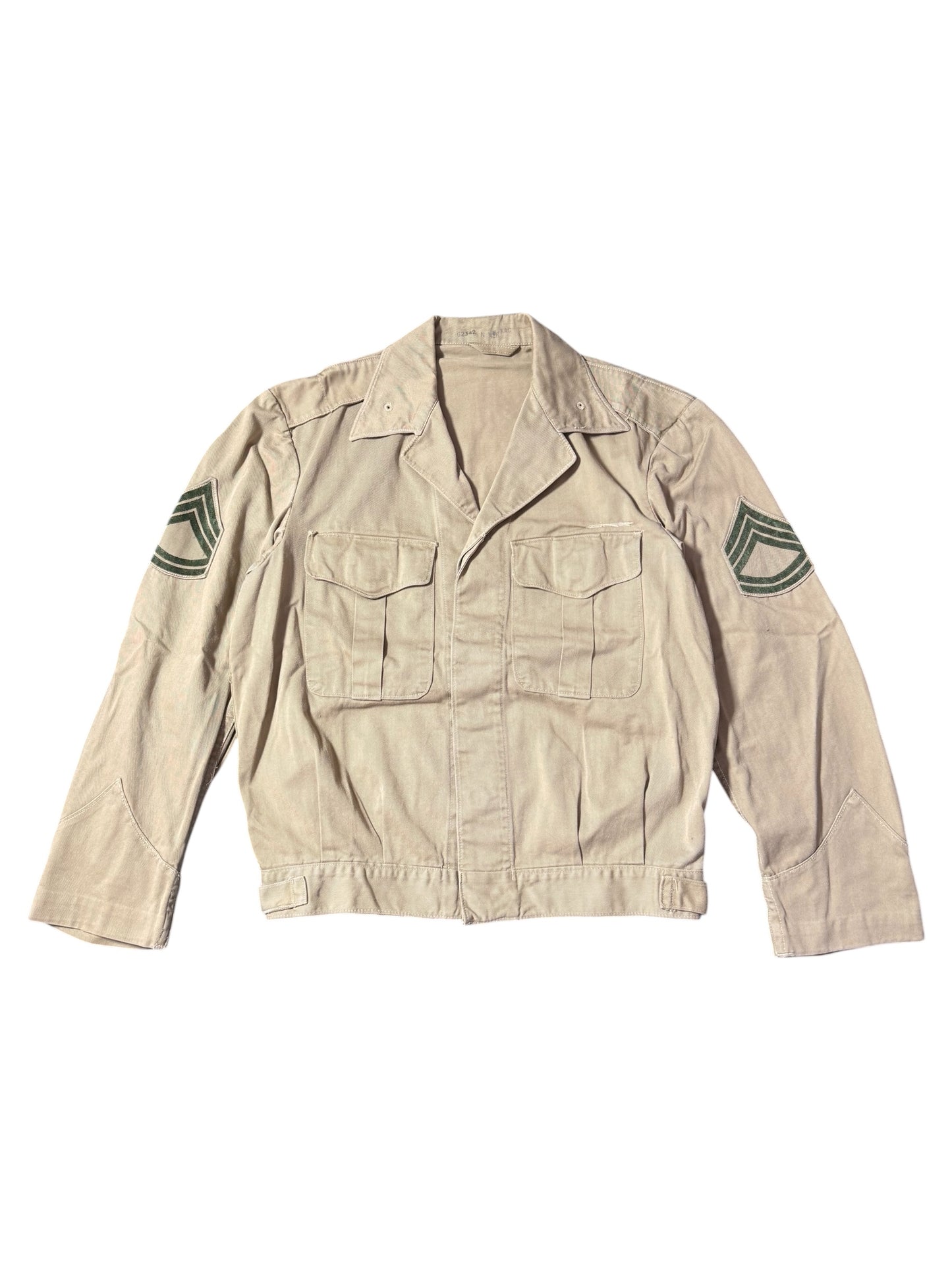 Vintage 1940s–50s U.S. Military Sergeant Jacket Korean War Era Ike Style Utility Jacket