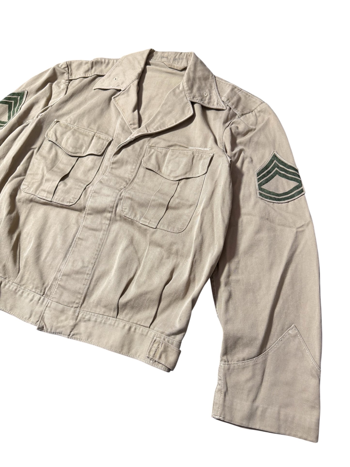 Vintage 1940s–50s U.S. Military Sergeant Jacket Korean War Era Ike Style Utility Jacket