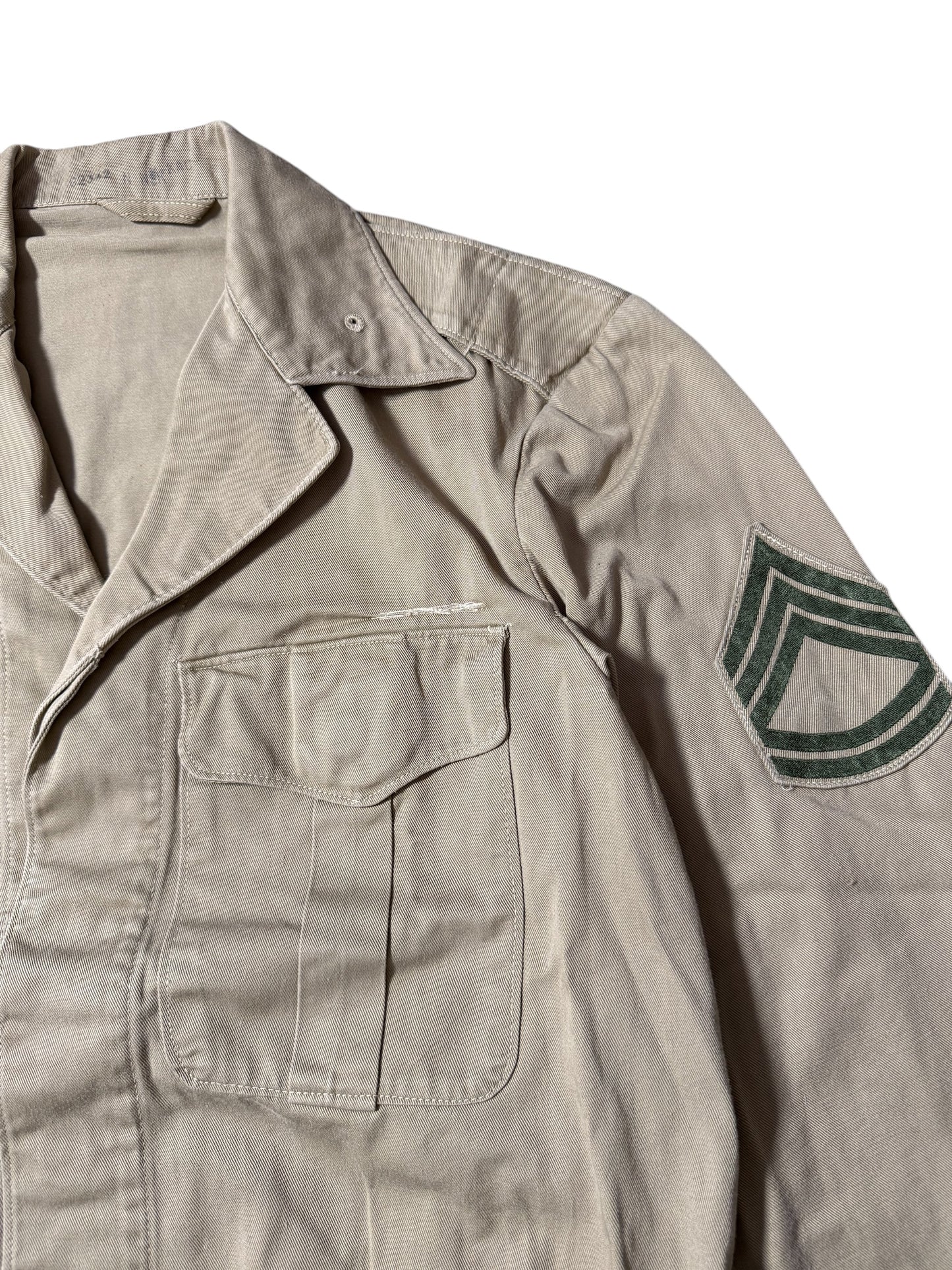 Vintage 1940s–50s U.S. Military Sergeant Jacket Korean War Era Ike Style Utility Jacket