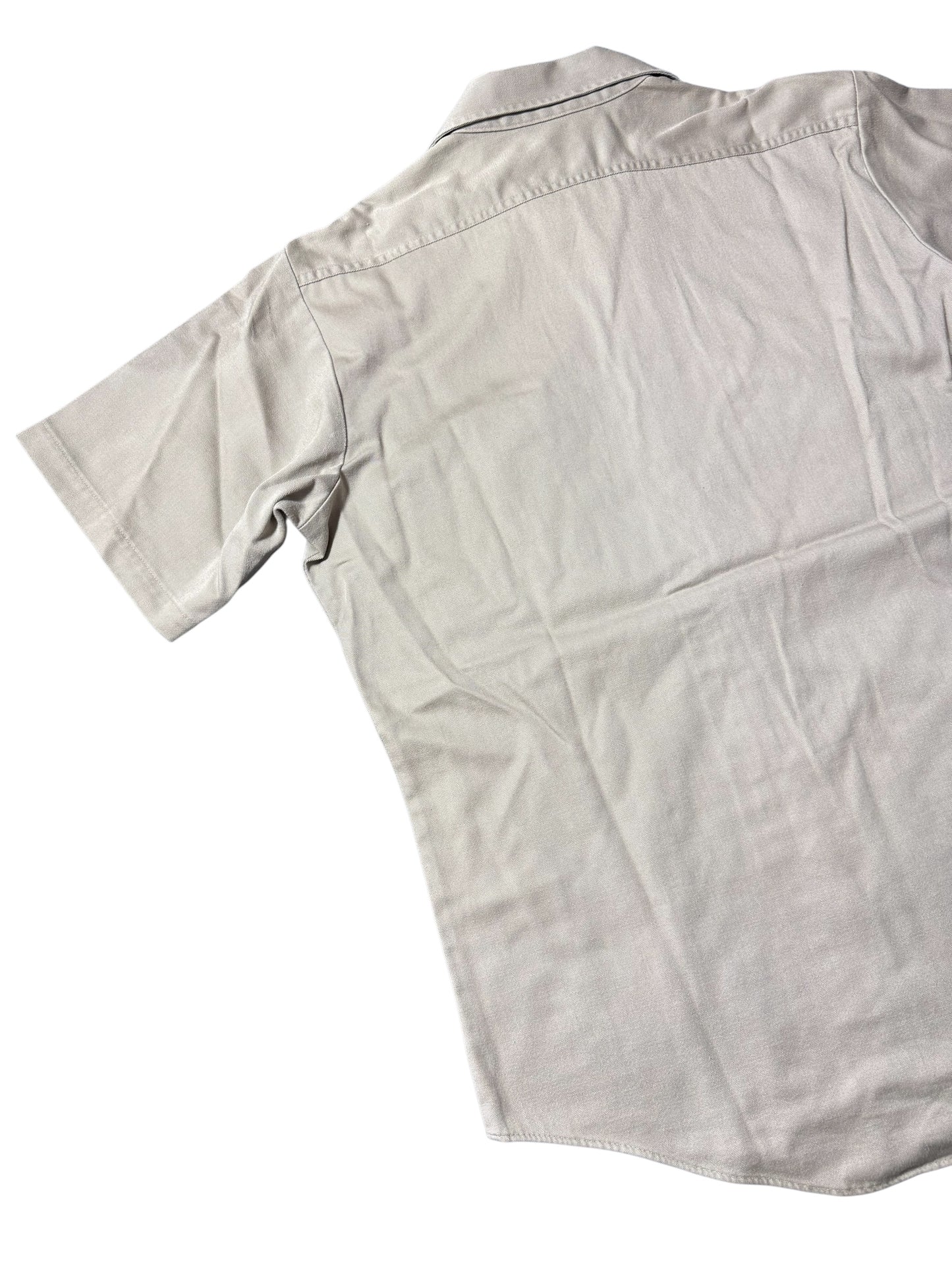 Vintage Lion USA Beige Short Sleeve Work Shirt Utility Button Up Made in USA