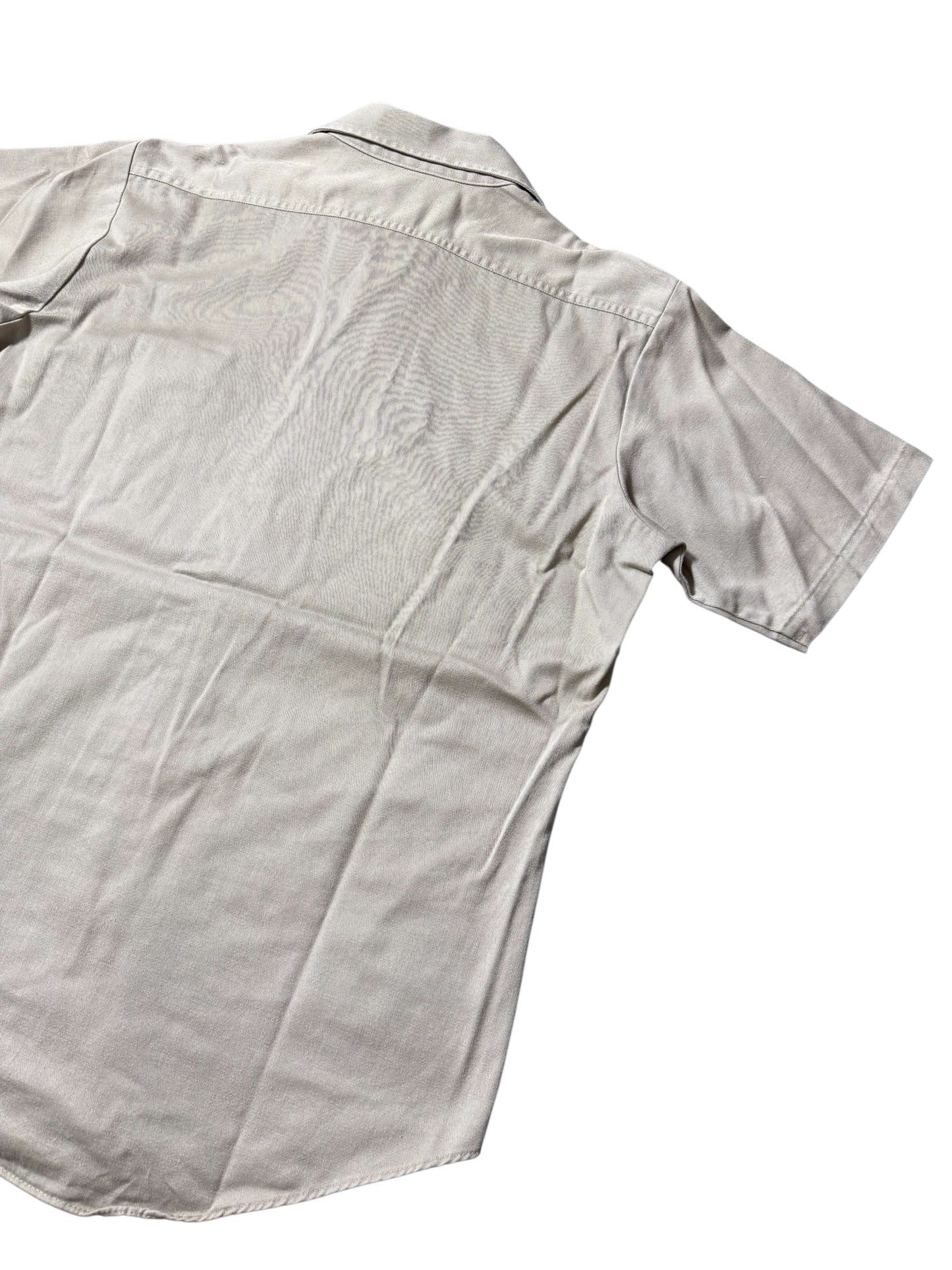 Vintage Lion USA Beige Short Sleeve Work Shirt Utility Button Up Made in USA