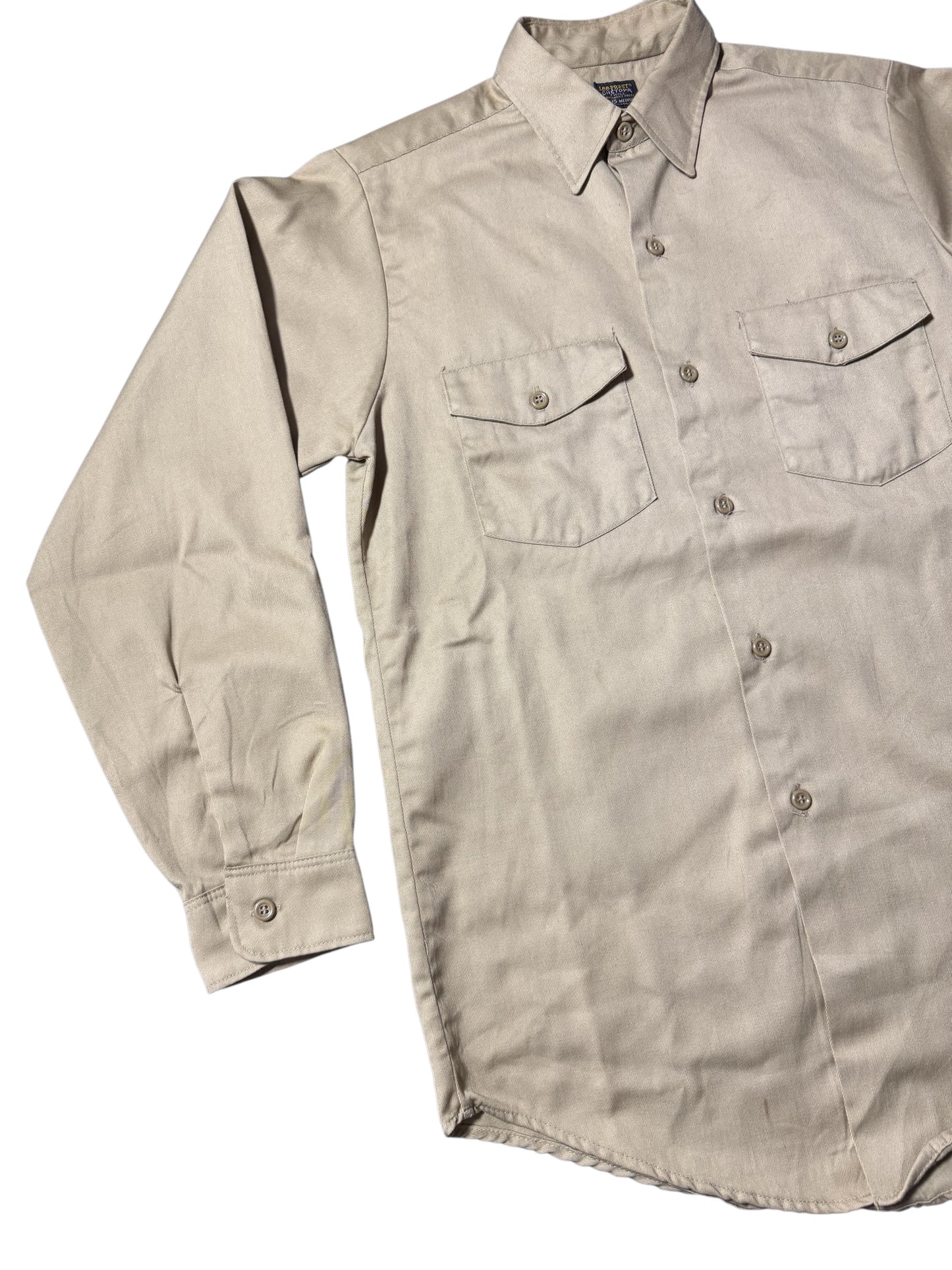 Vintage 1960s Lee Prest Chetopa Twill Work Shirt Beige Button Up USA