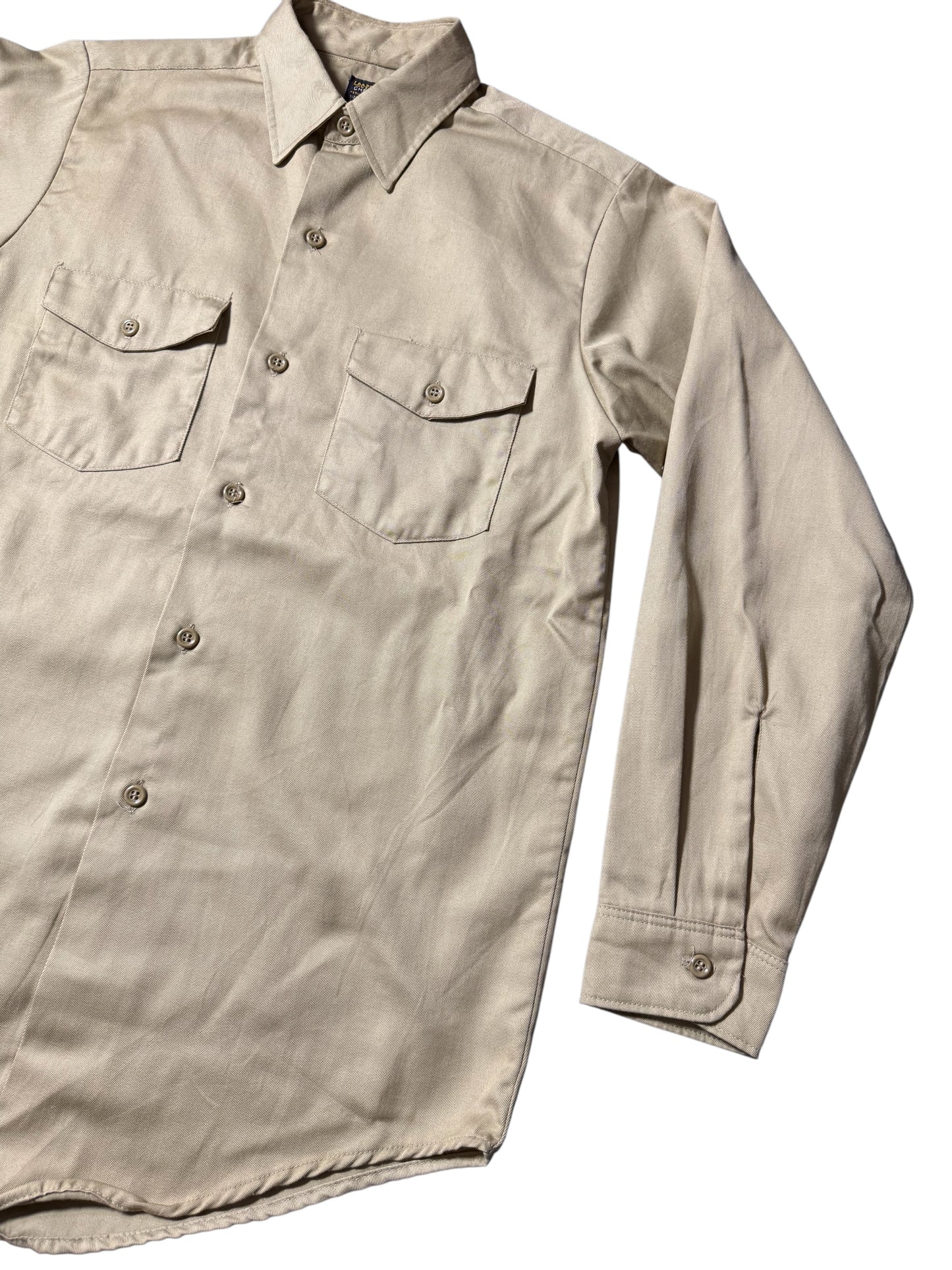 Vintage 1960s Lee Prest Chetopa Twill Work Shirt Beige Button Up USA