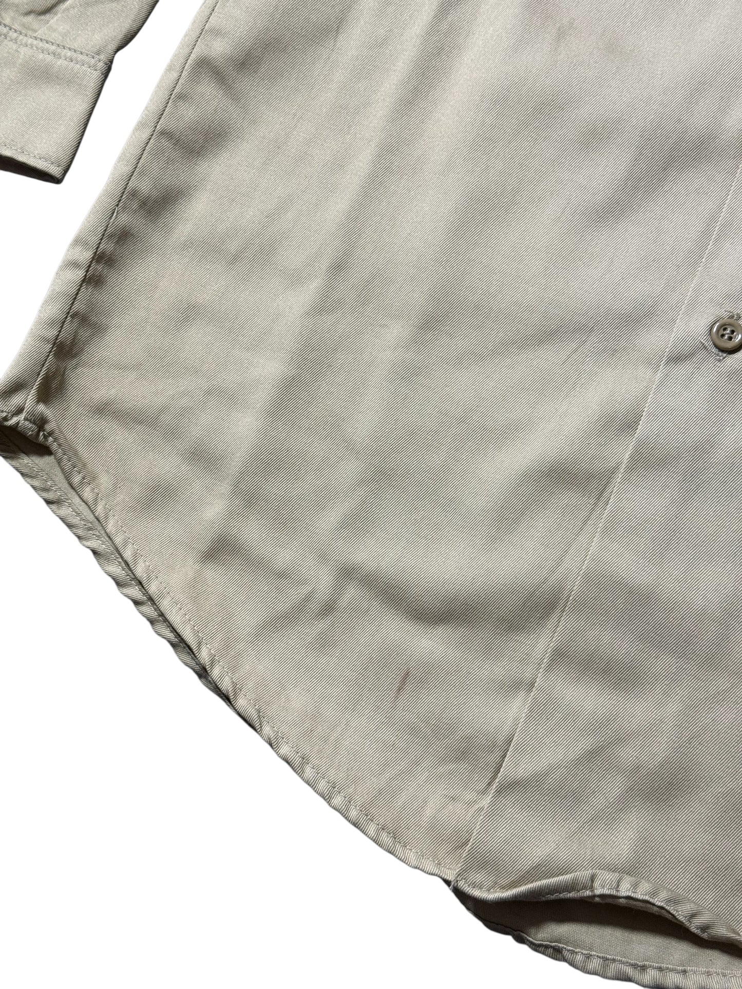 Vintage 1960s Lee Prest Chetopa Twill Work Shirt Beige Button Up USA
