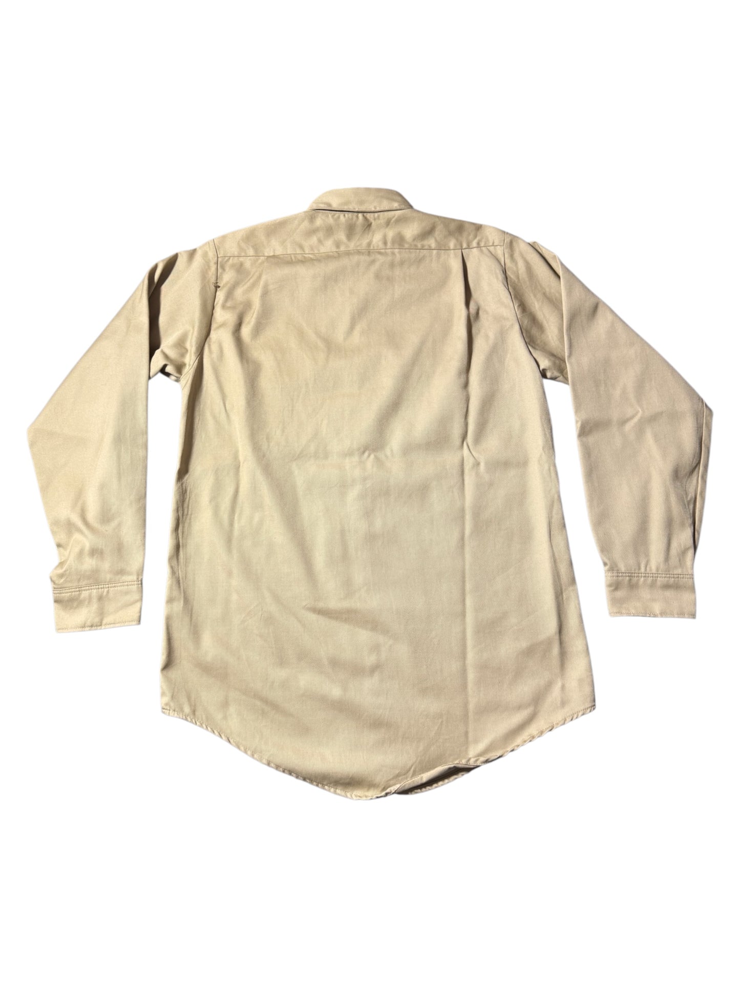 Vintage 1960s Lee Prest Chetopa Twill Work Shirt Beige Button Up USA