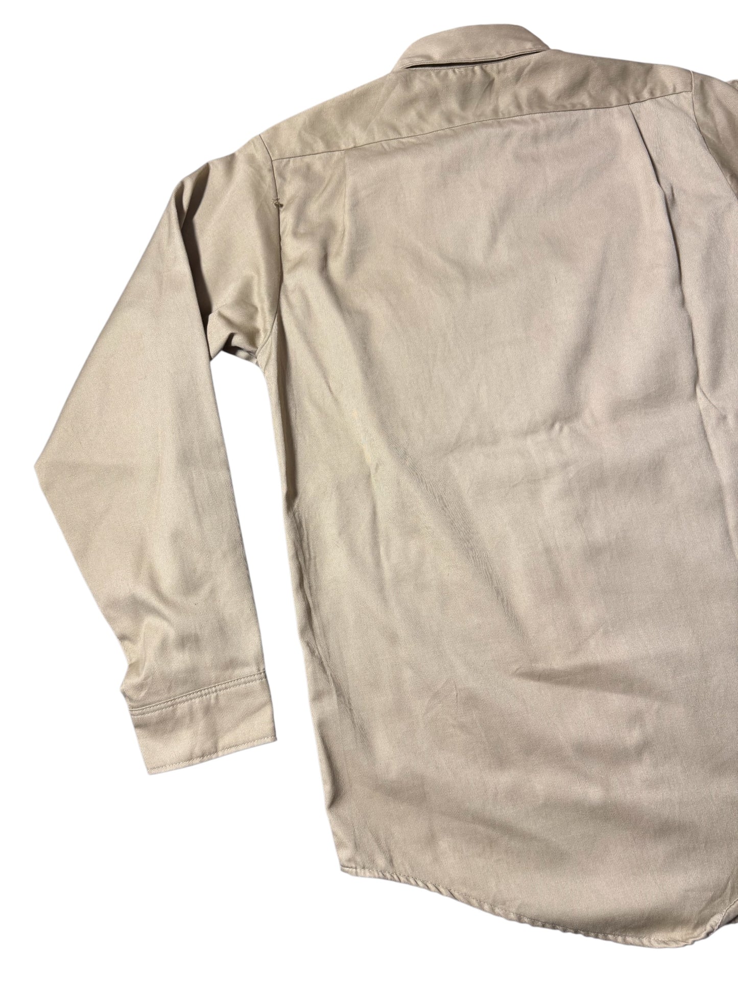 Vintage 1960s Lee Prest Chetopa Twill Work Shirt Beige Button Up USA