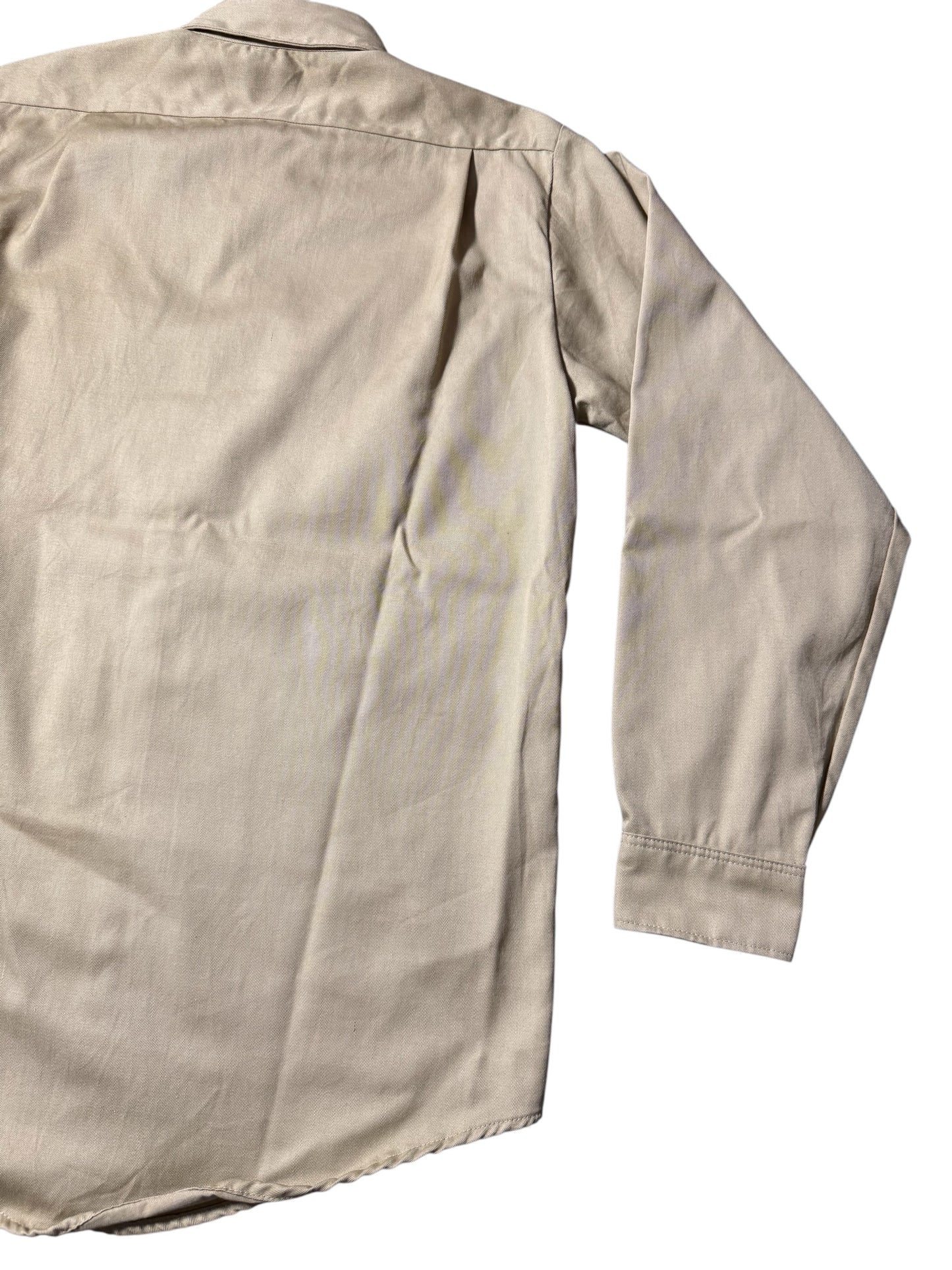 Vintage 1960s Lee Prest Chetopa Twill Work Shirt Beige Button Up USA