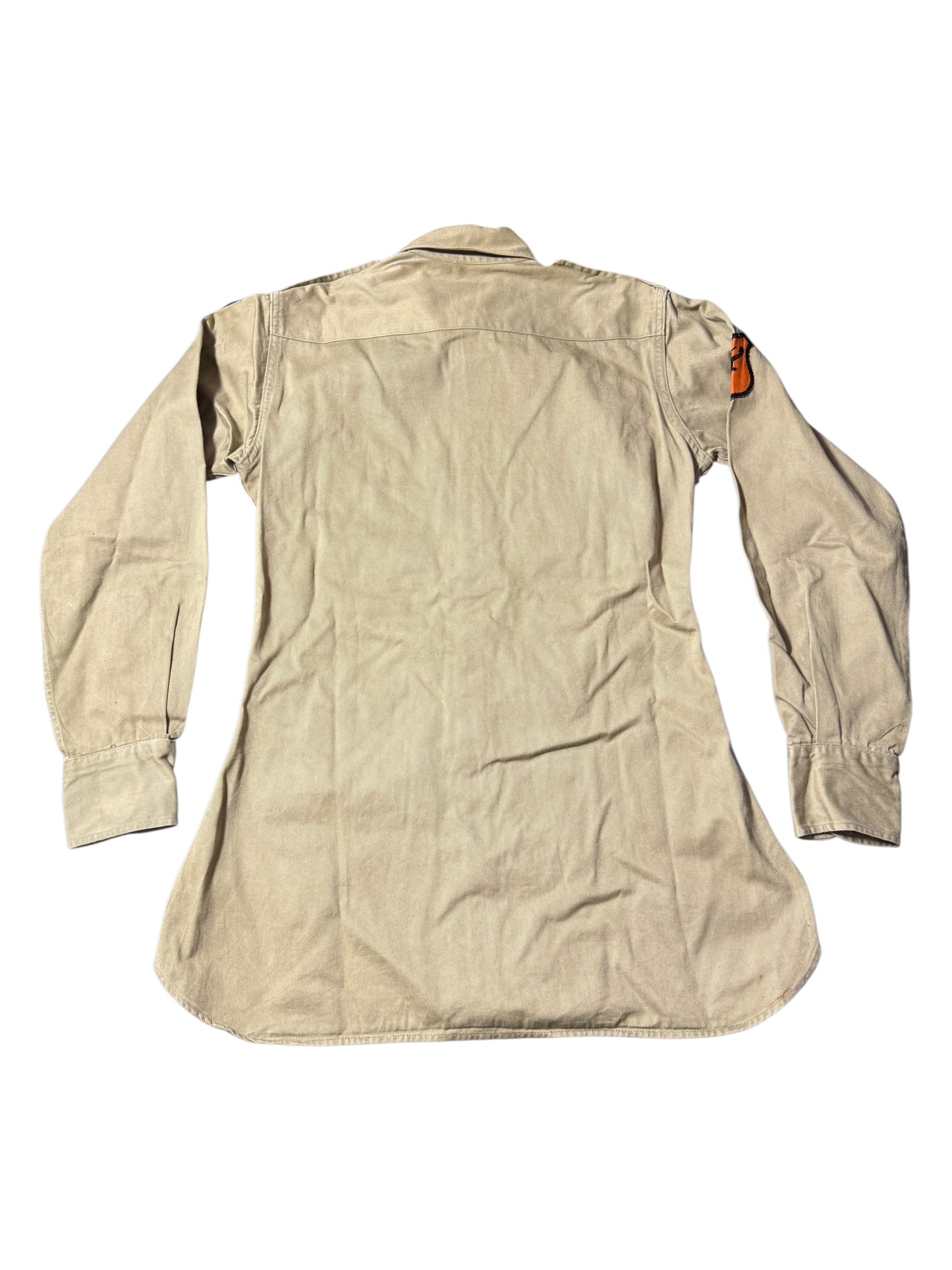 Vintage 1960s 1970s U.S. Military Utility Shirt Khaki Patch Cotton Twill Field Shirt
