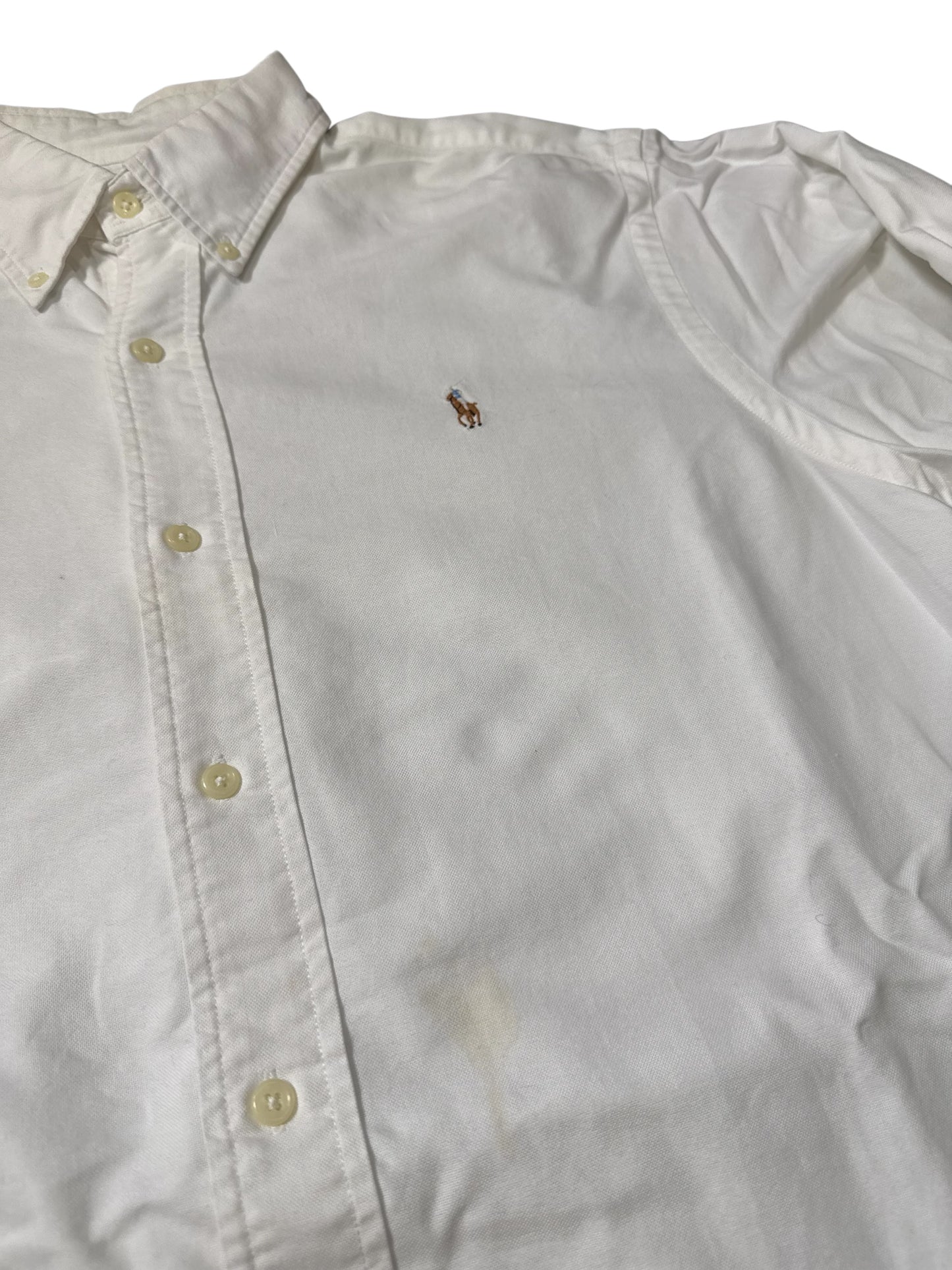 Ralph Lauren White Oxford Button Down Shirt Classic Pony Logo