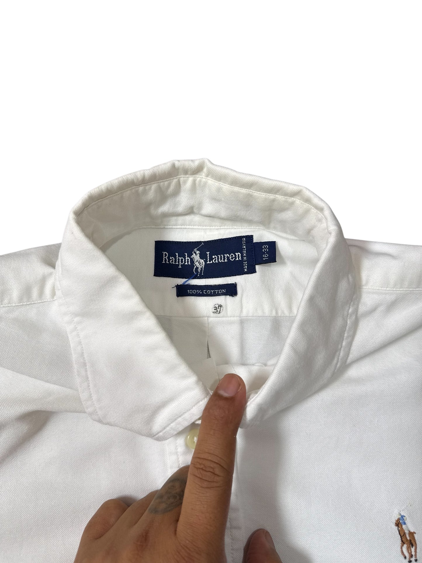 Ralph Lauren White Oxford Button Down Shirt Classic Pony Logo