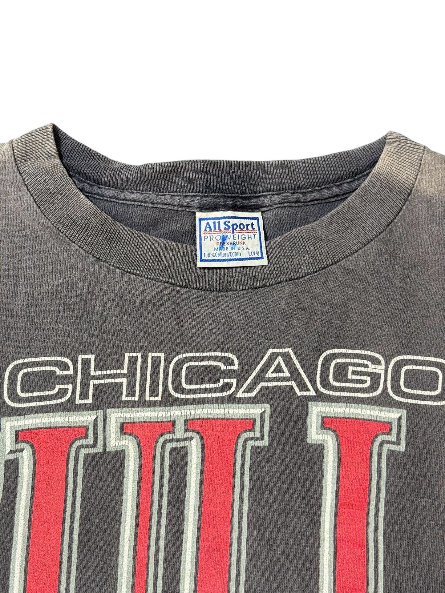 Vintage Chicago Bulls Tshirt Big Logo Fade All Over Distressed