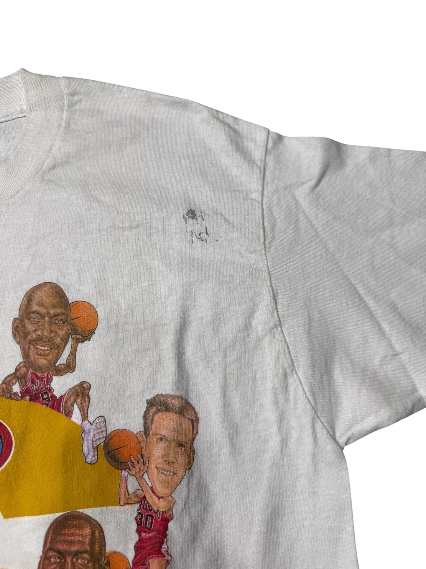 Vintage Chicago Bulls NBA Finals 1998 6 Time Champions Tshirt Caricature Graphic