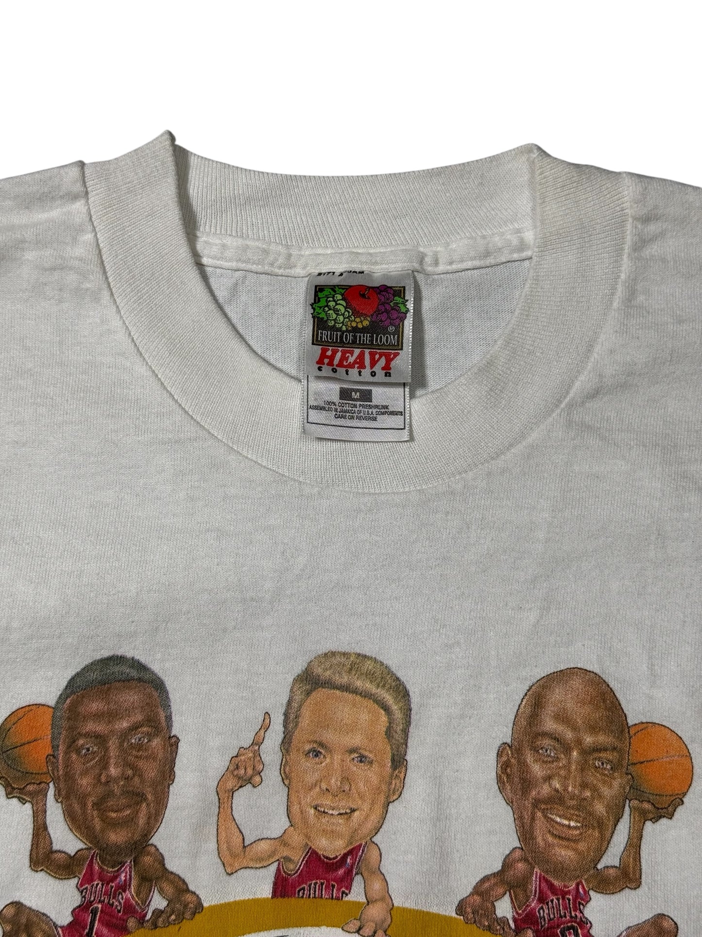 Vintage Chicago Bulls NBA Finals 1998 6 Time Champions Tshirt Caricature Graphic