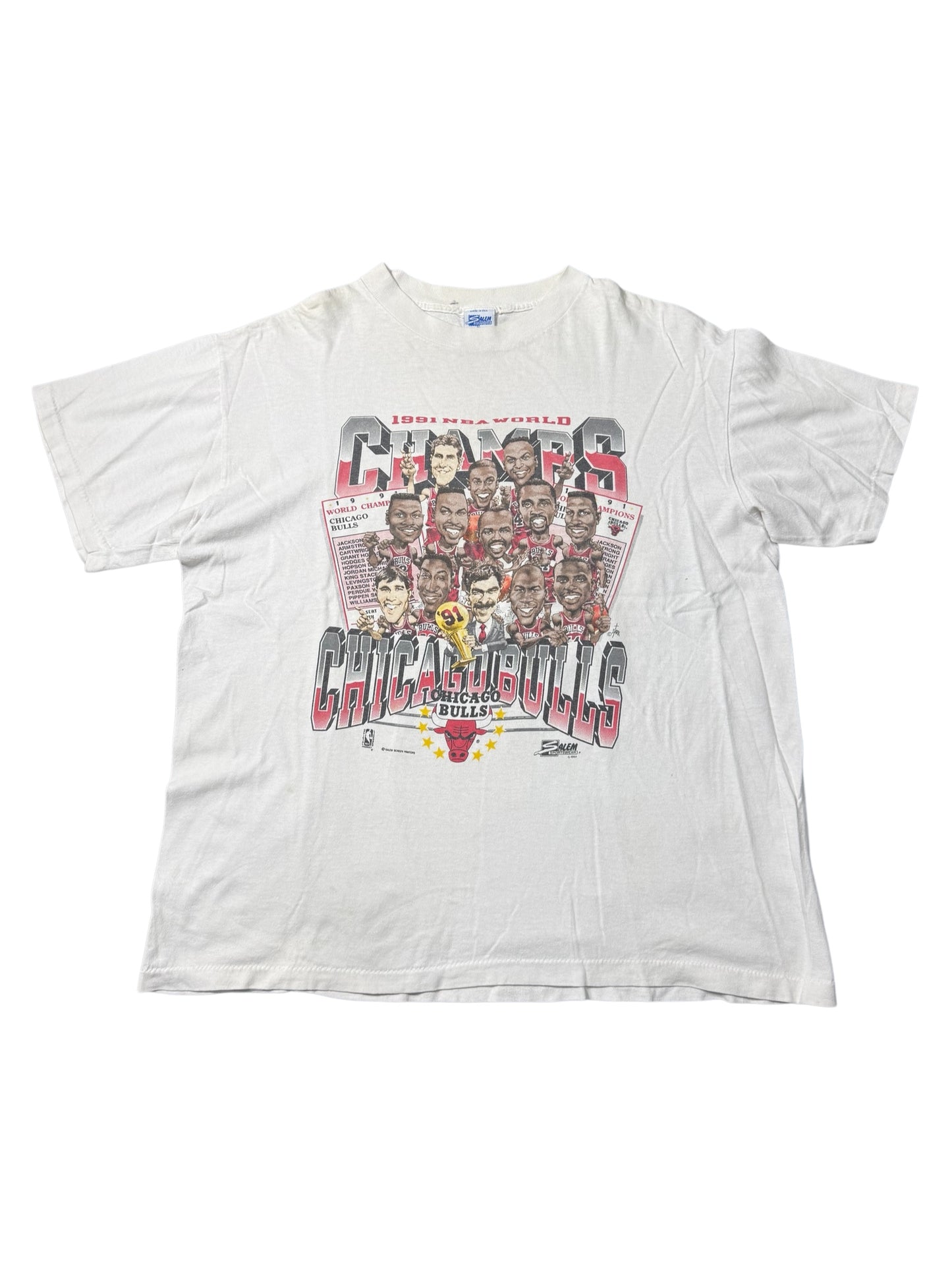 Vintage 1991 Chicago Bulls World Champions Tshirt Salem Sportswear USA