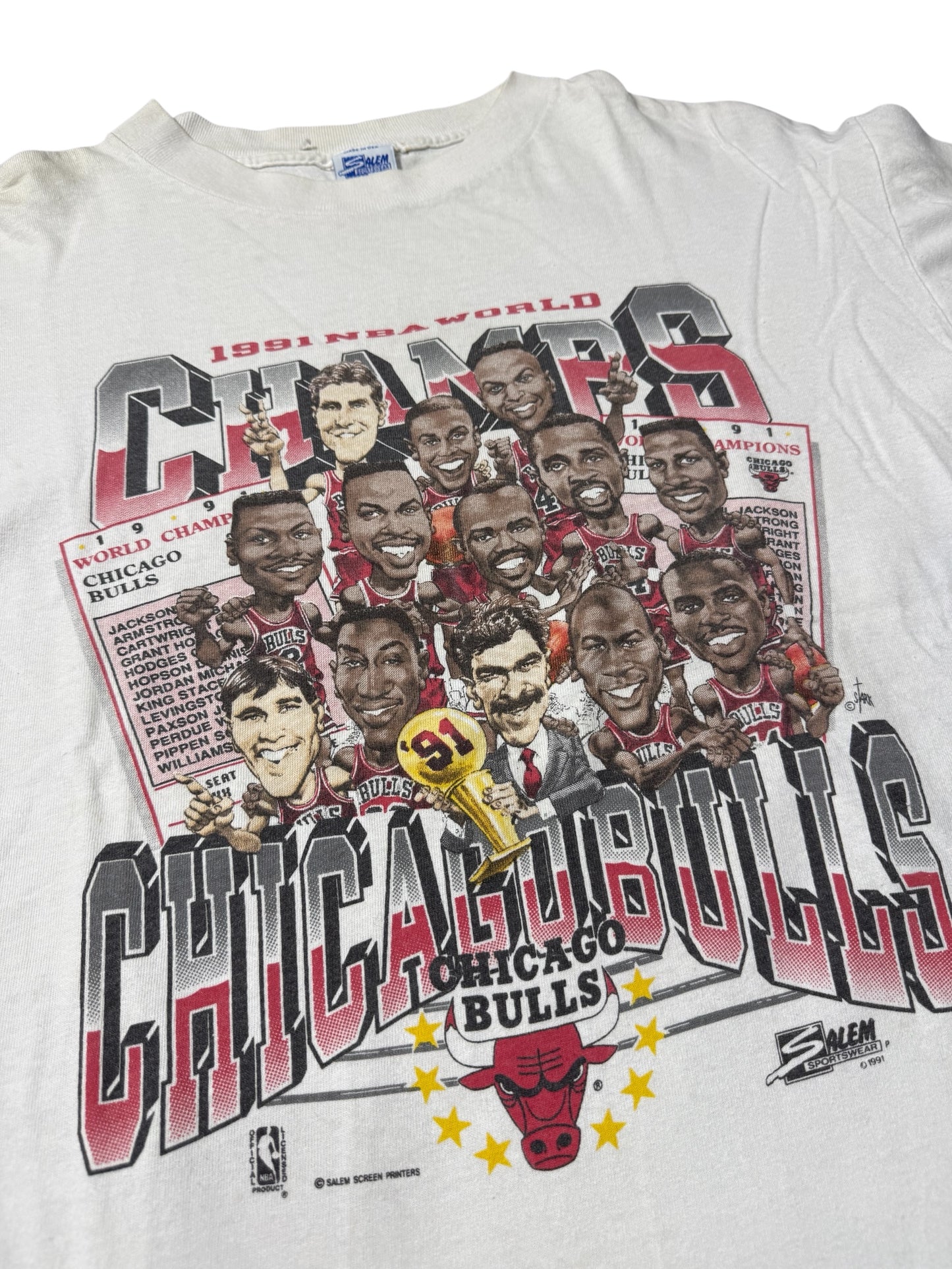 Vintage 1991 Chicago Bulls World Champions Tshirt Salem Sportswear USA