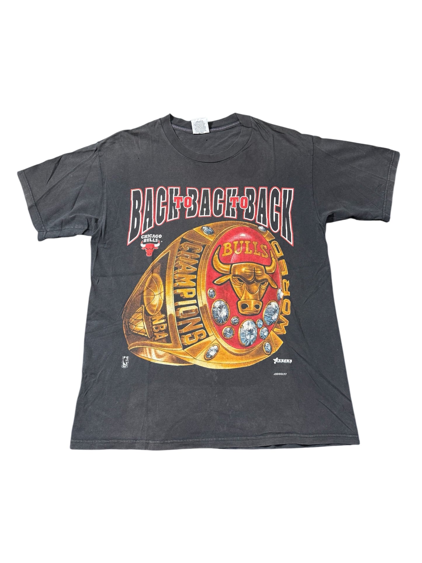 Vintage Chicago Bulls Back To Back Champions Ring Graphic Tshirt