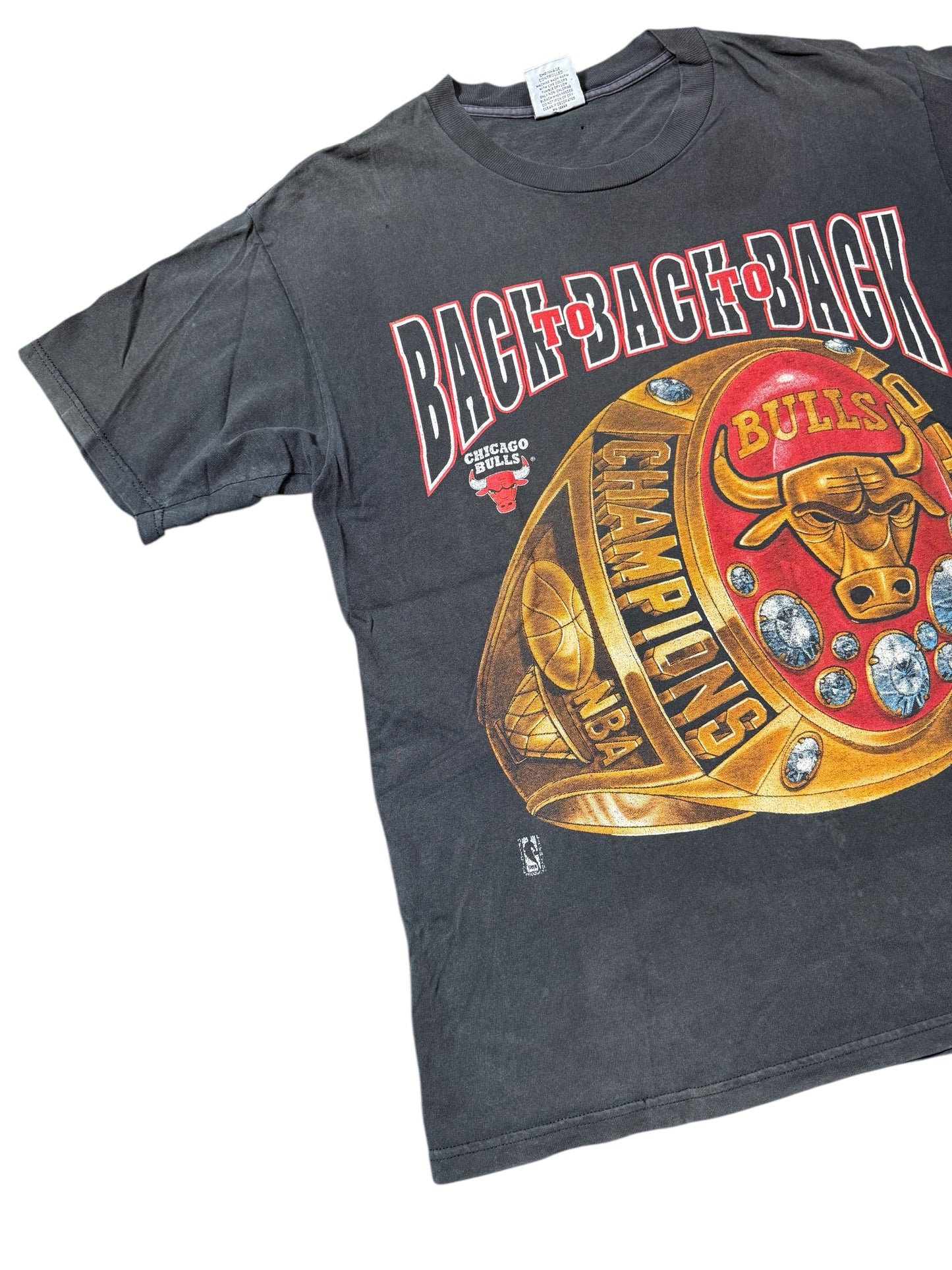 Vintage Chicago Bulls Back To Back Champions Ring Graphic Tshirt