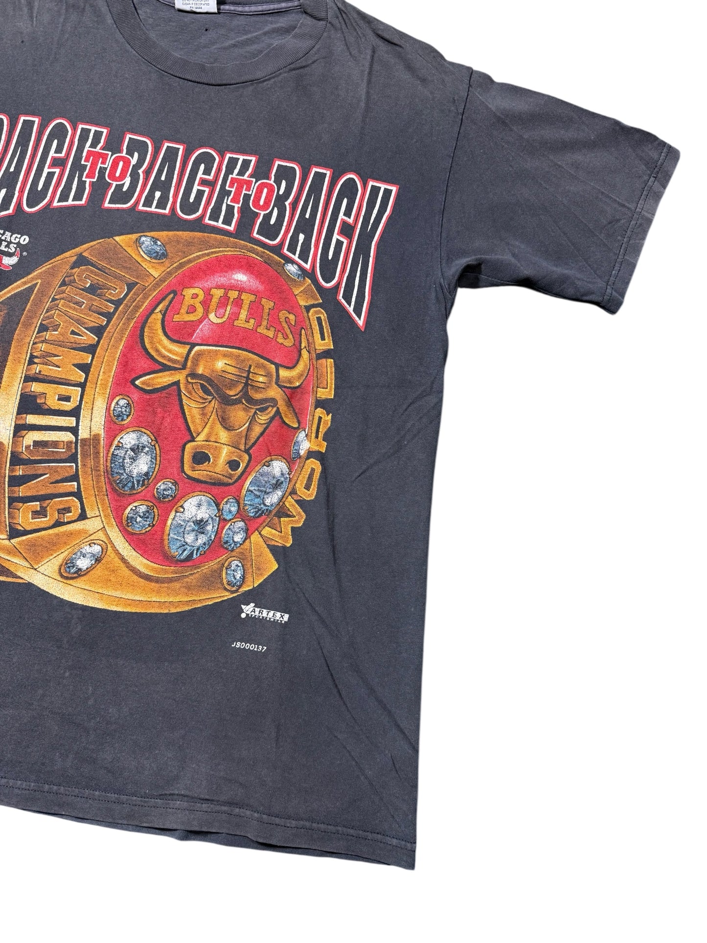 Vintage Chicago Bulls Back To Back Champions Ring Graphic Tshirt