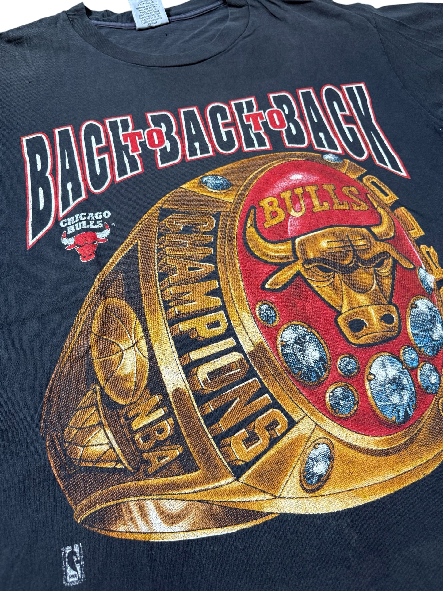 Vintage Chicago Bulls Back To Back Champions Ring Graphic Tshirt