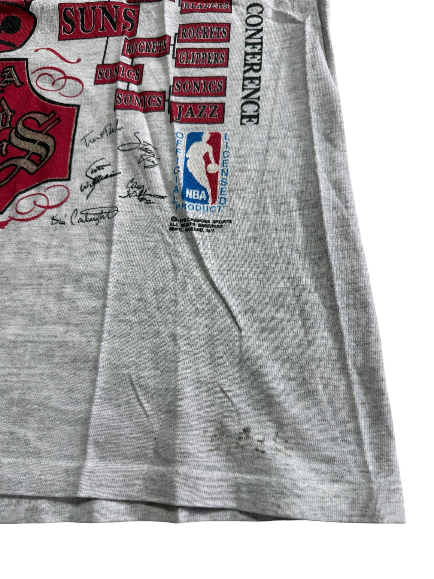 Vintage NBA All Teams Tshirt Chicago Bulls Lakers Suns Spurs Sonics Jazz 1990s USA