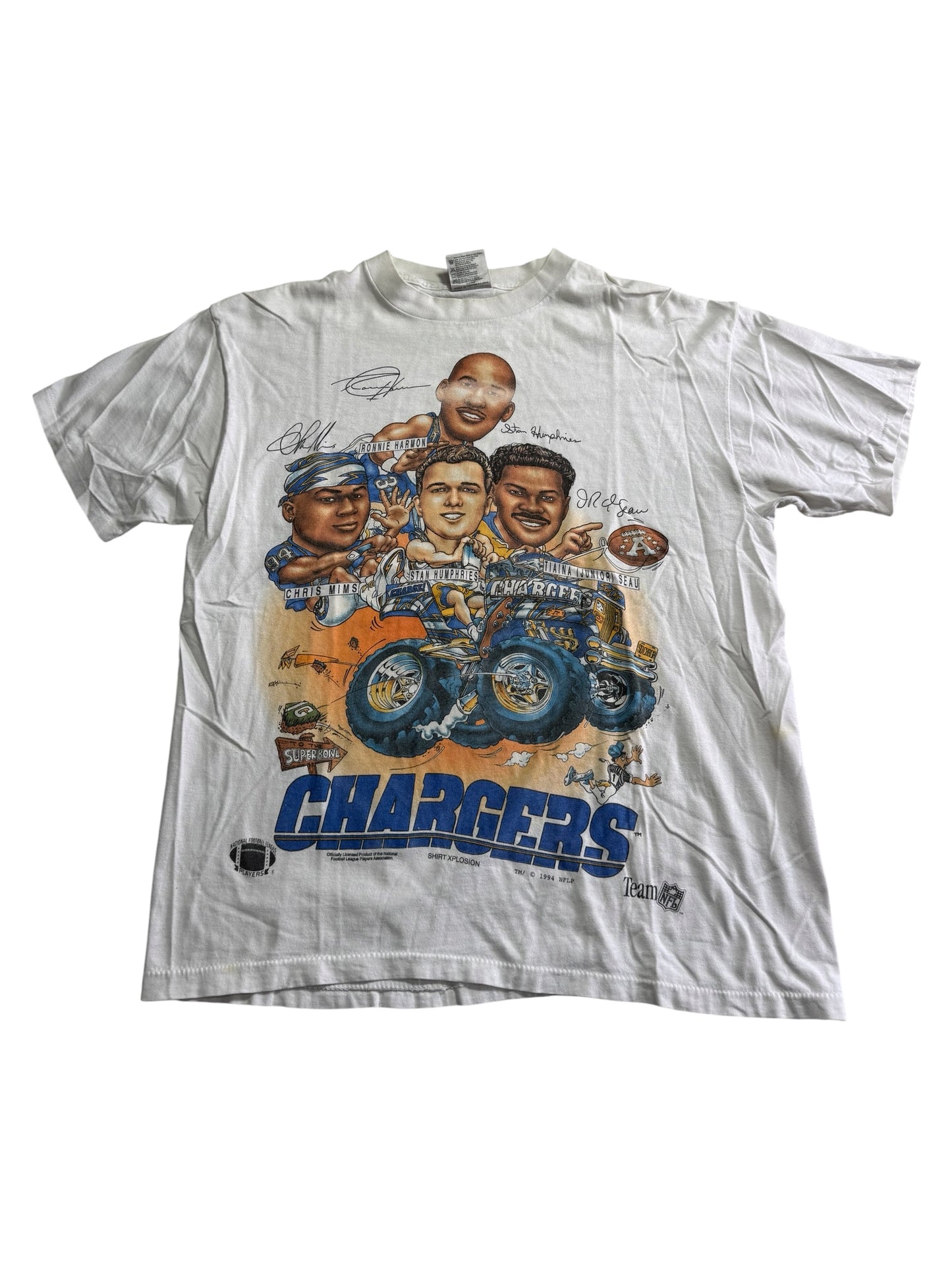 Vintage 1994 San Diego Chargers Shirt Xplosion NFL Team Players Graphic Tshirt