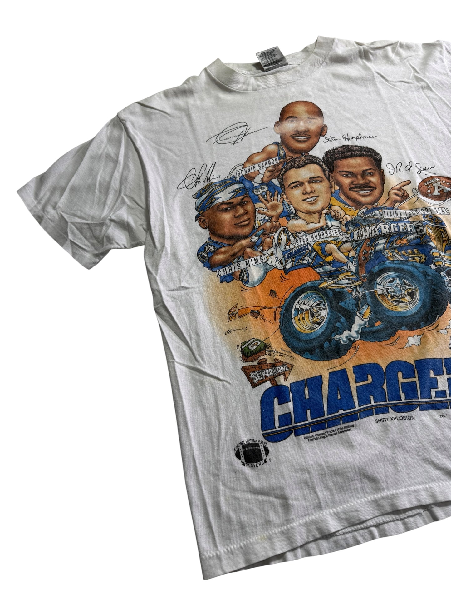 Vintage 1994 San Diego Chargers Shirt Xplosion NFL Team Players Graphic Tshirt