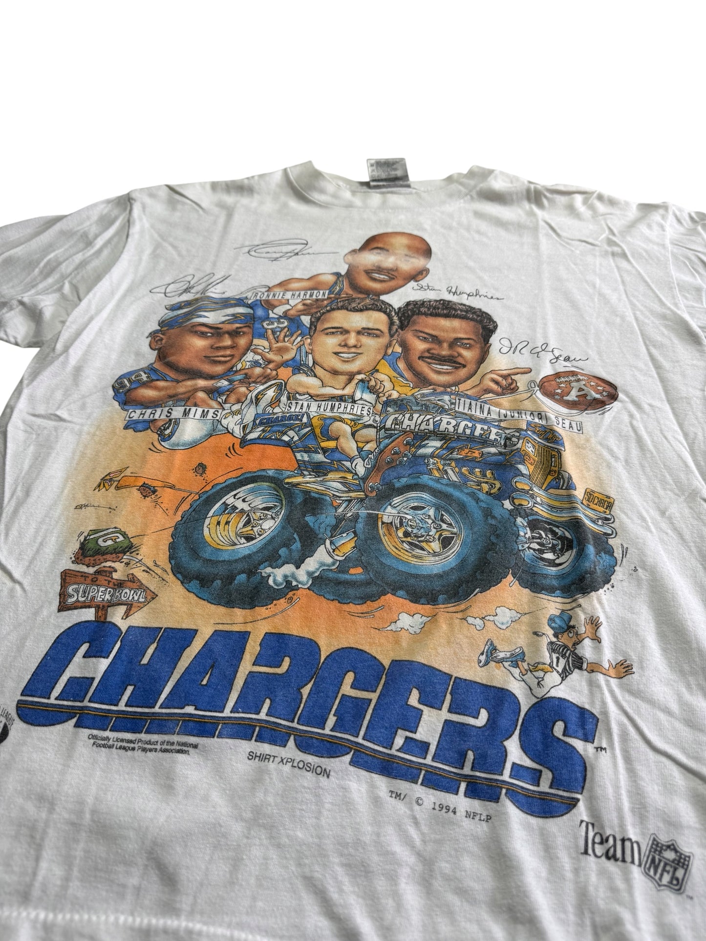 Vintage 1994 San Diego Chargers Shirt Xplosion NFL Team Players Graphic Tshirt