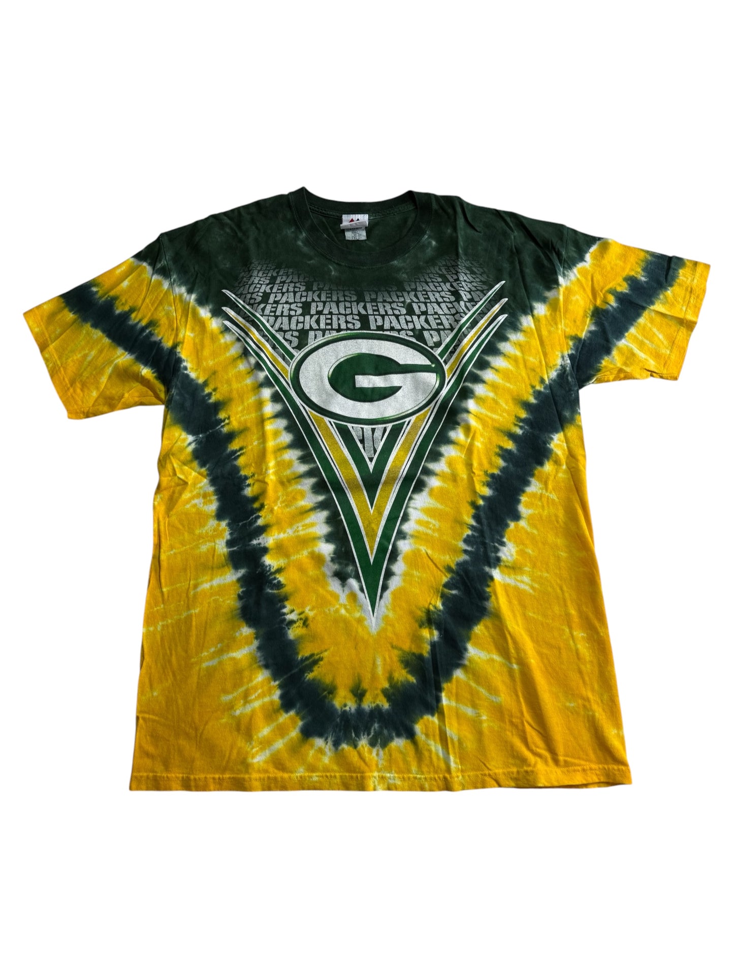 Green Bay Packers Tie Dye NFL Majestic Double Sided Graphic Tshirt