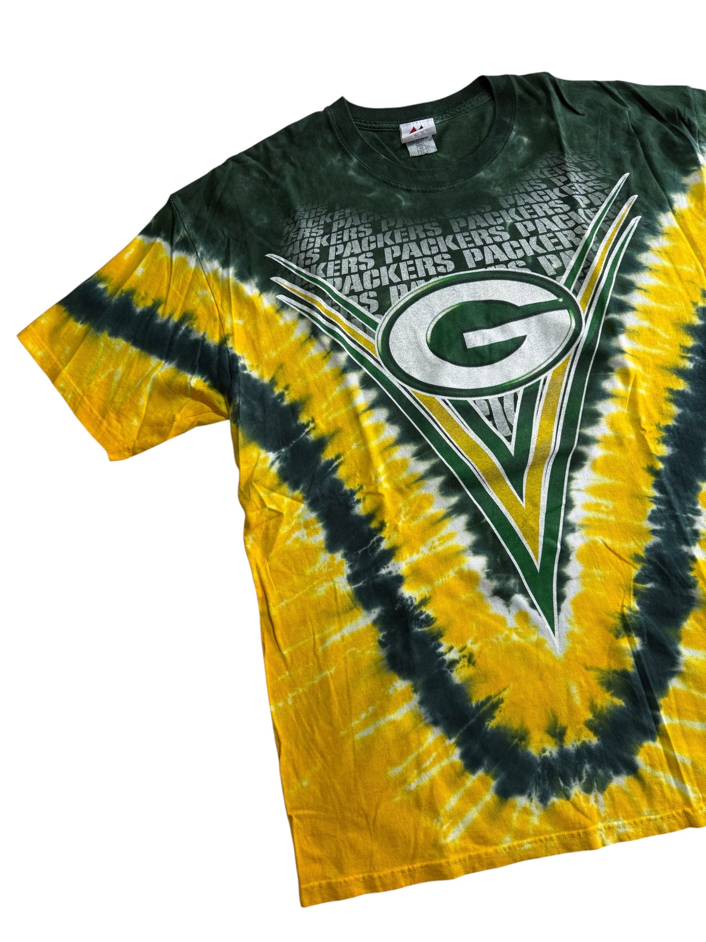 Green Bay Packers Tie Dye NFL Majestic Double Sided Graphic Tshirt