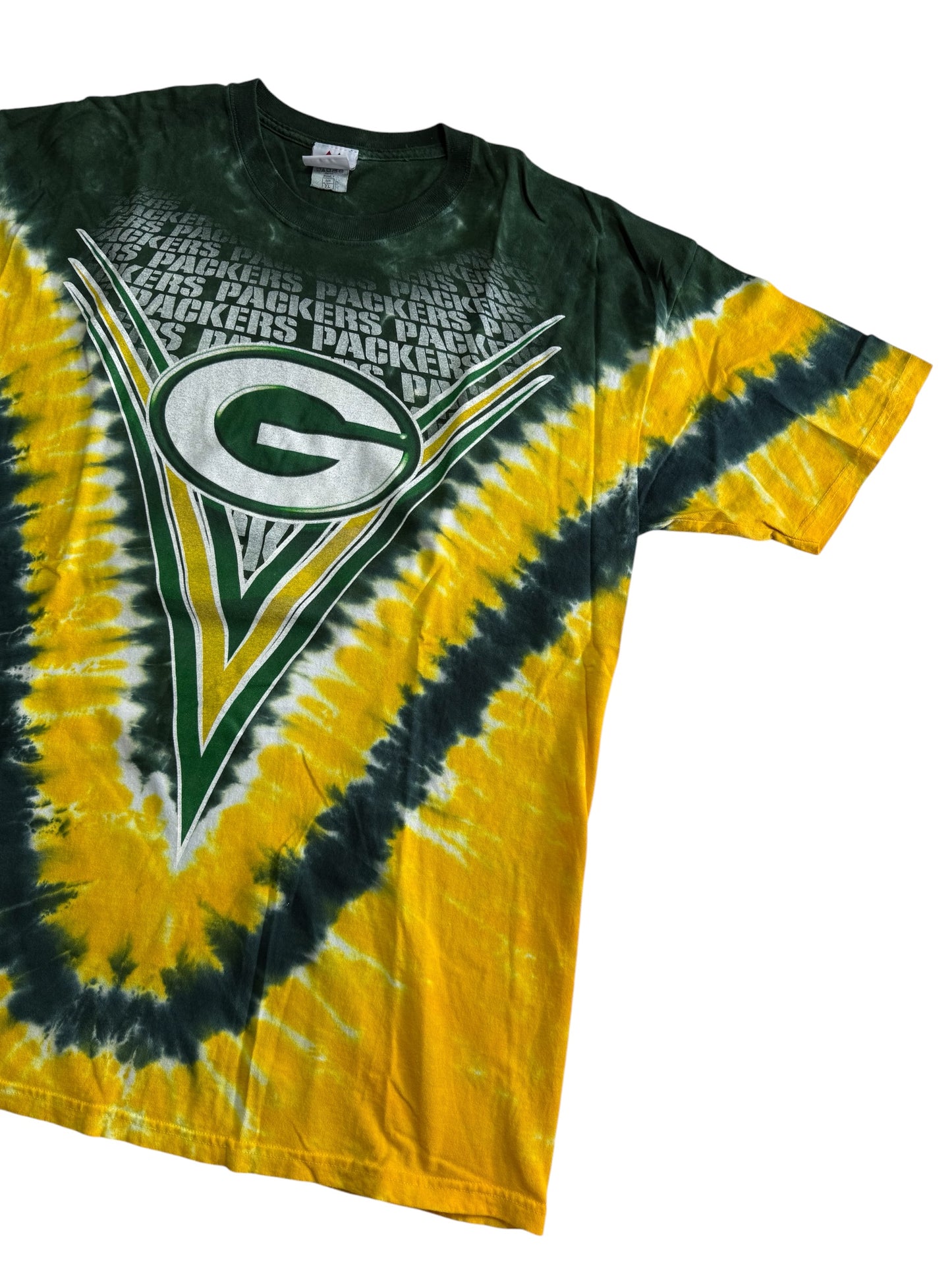 Green Bay Packers Tie Dye NFL Majestic Double Sided Graphic Tshirt