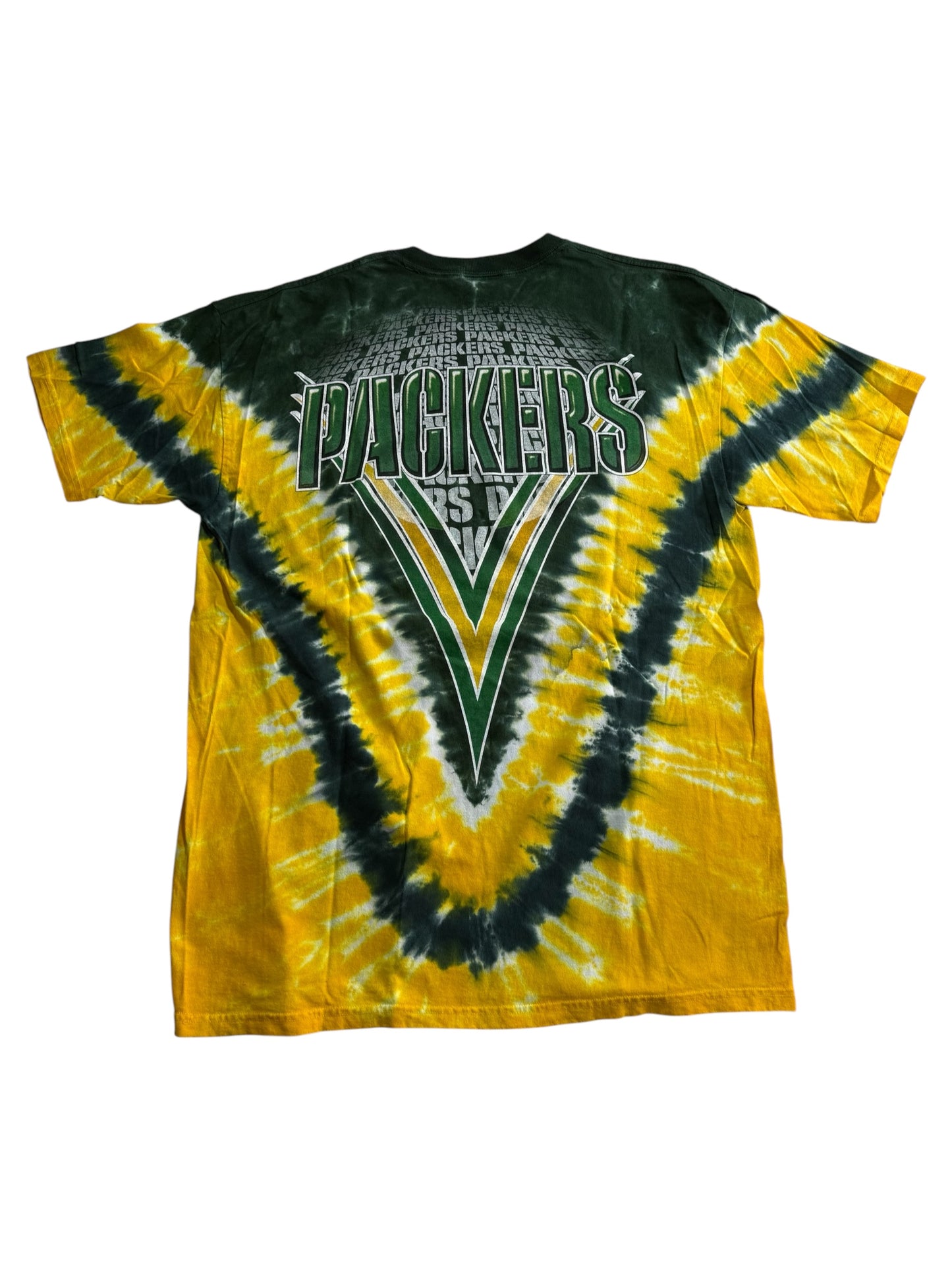 Green Bay Packers Tie Dye NFL Majestic Double Sided Graphic Tshirt